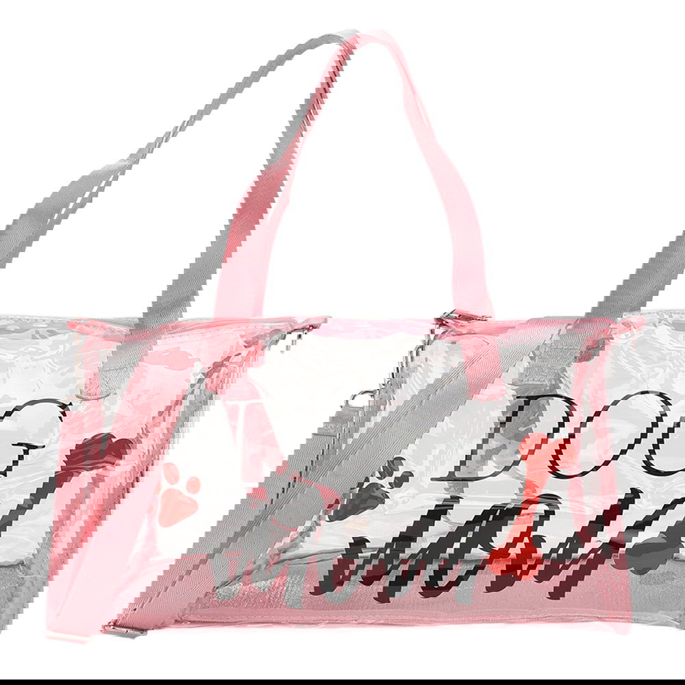 DOG MOM Printed Transparent Crossbody Boston Bag - Stylish Pet Lover Tote for Shopping, Travel & Daily Use
