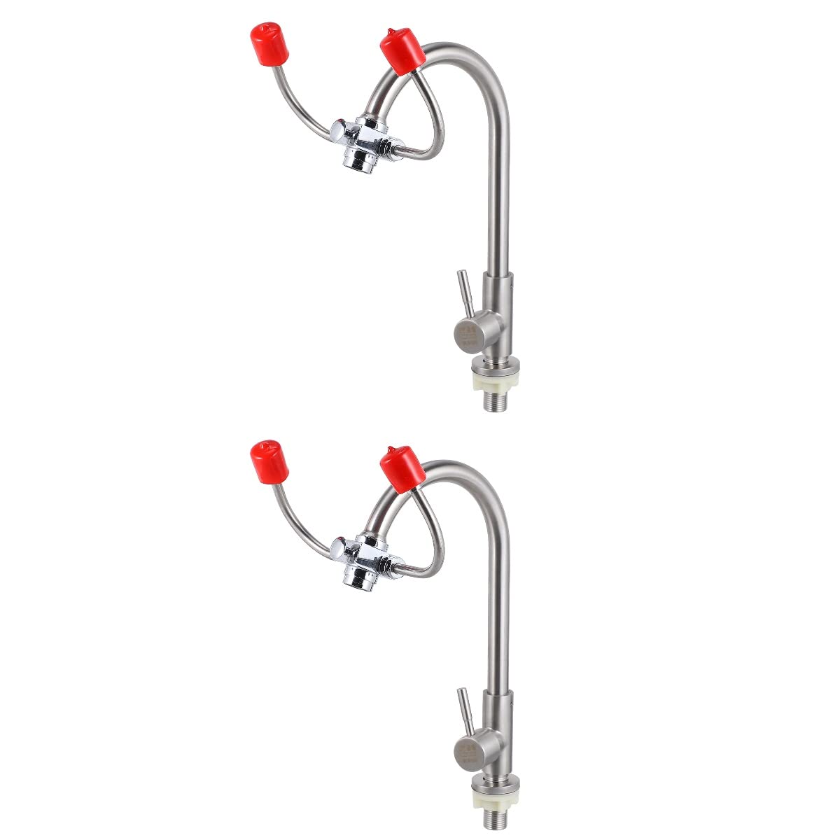 iplusmile 2-Pack Faucet Mounted Emergency Eyewash Station with Cover - ANSI Compliant Eye Flush Unit for First Aid & Chemical Splash Protection - Perfect for Labs, Workshops & Industrial Sink Attachments