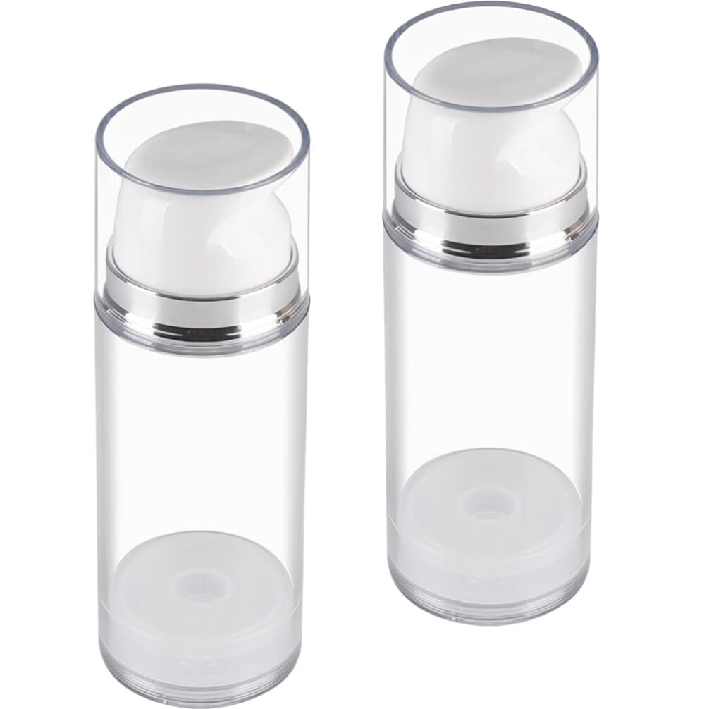LALAFINA 2-Pack Refillable Airless Pump Bottles for Creams & Lotions - Transparent Travel-Size Dispensers for Shampoo, Skincare & Cosmetics | Perfect for Home, Gym & Travel Use