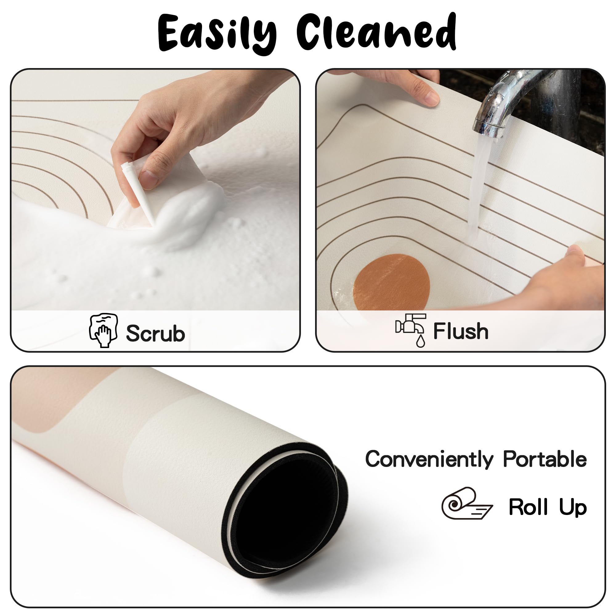 GROBRO7 Non-Slip Absorbent Pet Feeding Mat - Washable Quick Dry Dog & Cat Bowl Mat with Boho Style Pattern, 15.7 x 23.6 Inch - Perfect for Messy Eaters, Water Dispenser Areas & Easy Clean Pet Supplies