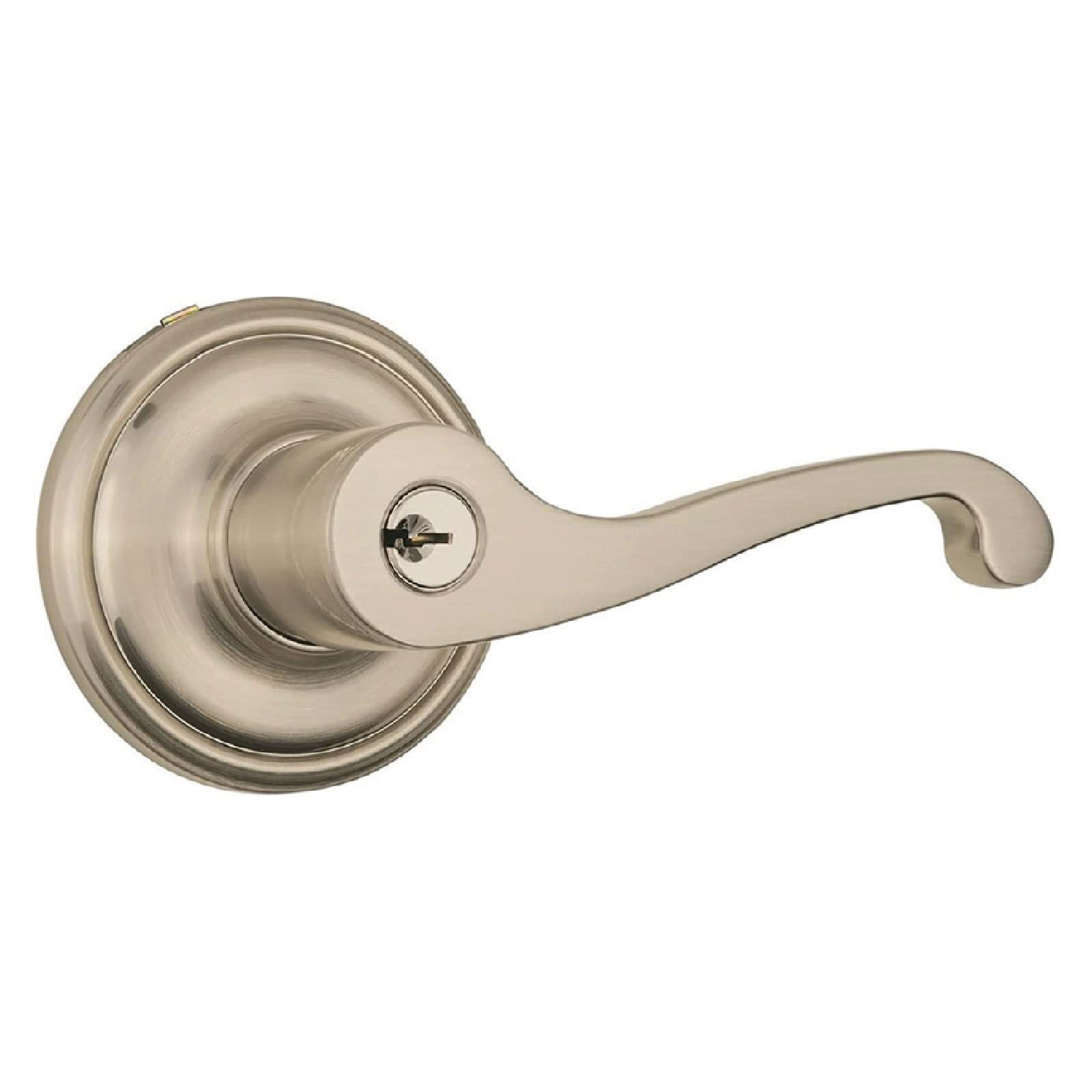 BRINKS Glenshaw Push Pull Rotate Keyed Entry Door Lever - Satin Nickel Hands-Free Door Lock for Easy Access | Perfect for Homes, Offices & Commercial Buildings with ADA Compliance Needs