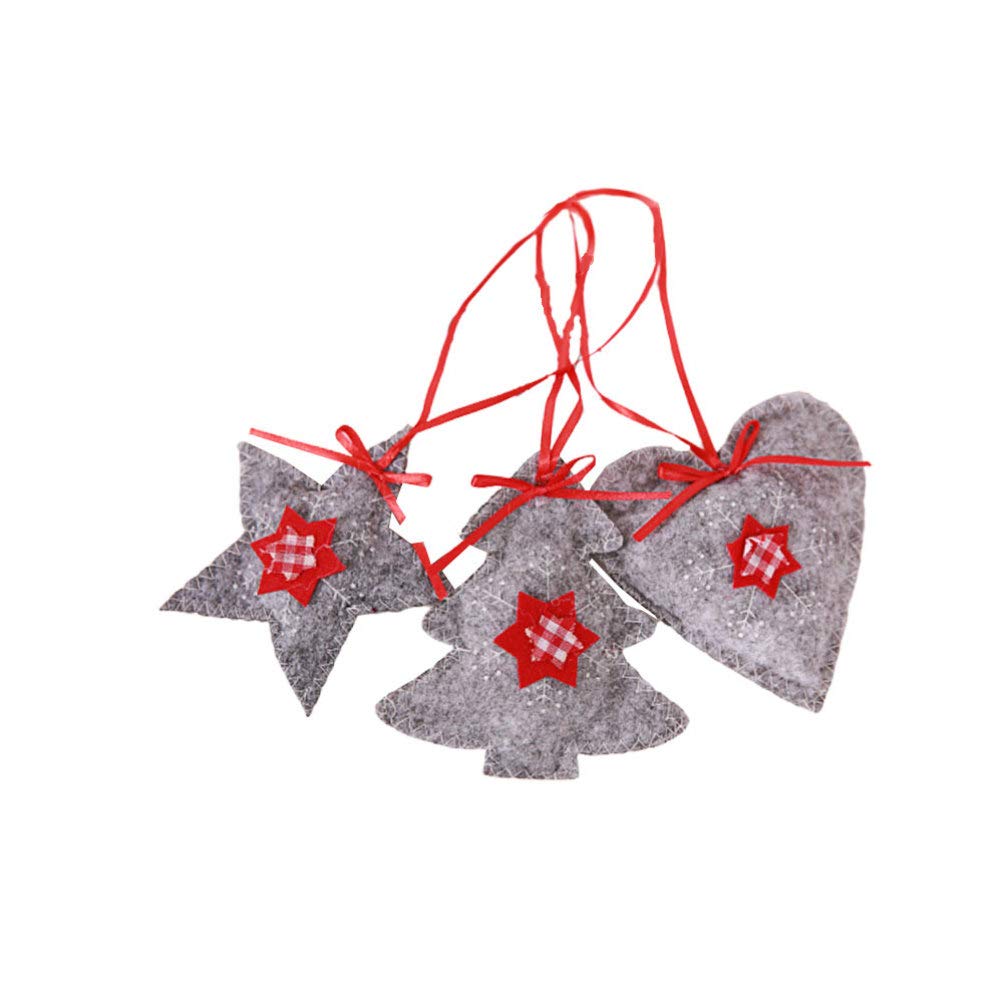 Amosfun 3-Piece Nativity Christmas Tree Ornament Set - Heart & Star Hanging Decor for Holiday Party, Home, and Xmas Tree Decoration (Grey) - Perfect for Indoor, Outdoor, and Festive Seasonal Displays