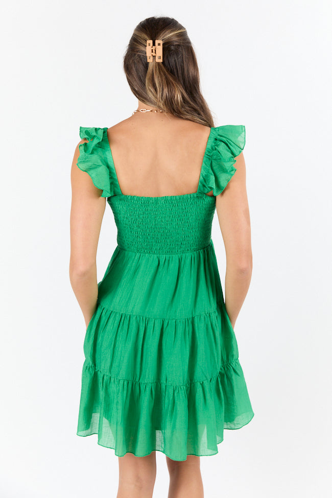 It's My Day Green Smocked Top Mini Dress - Floral Summer Party Dress for Women, Girls, Casual Outing & Beach Vacation