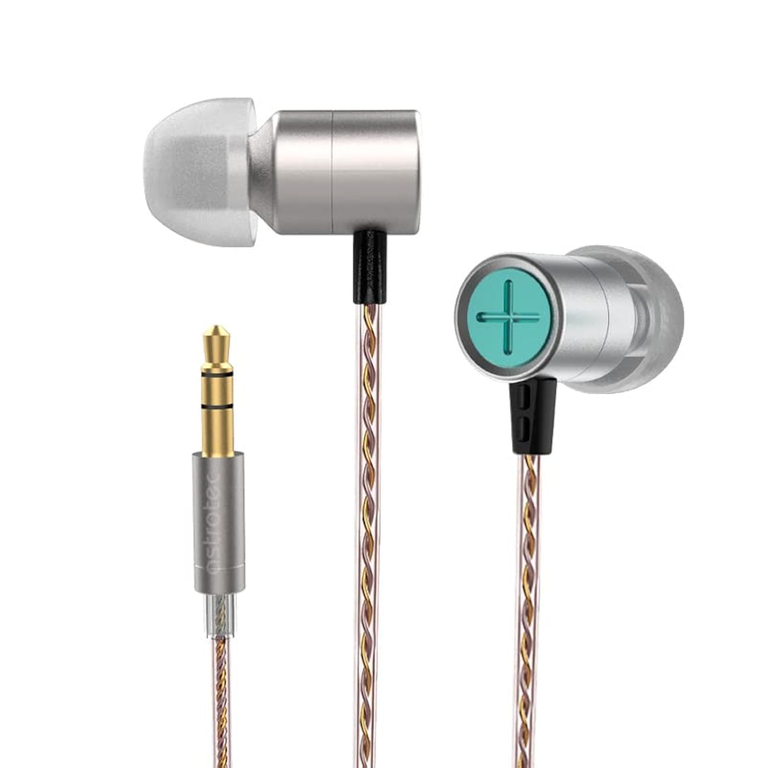 Astrotec Vesna IEM Wired In-Ear Monitor Headphones with LCP Diaphragm, Noise Cancelling Earbuds, 3.5mm Jack - Perfect for Gaming, Music, Sports, Cycling & Office Work (Silver, No Mic)