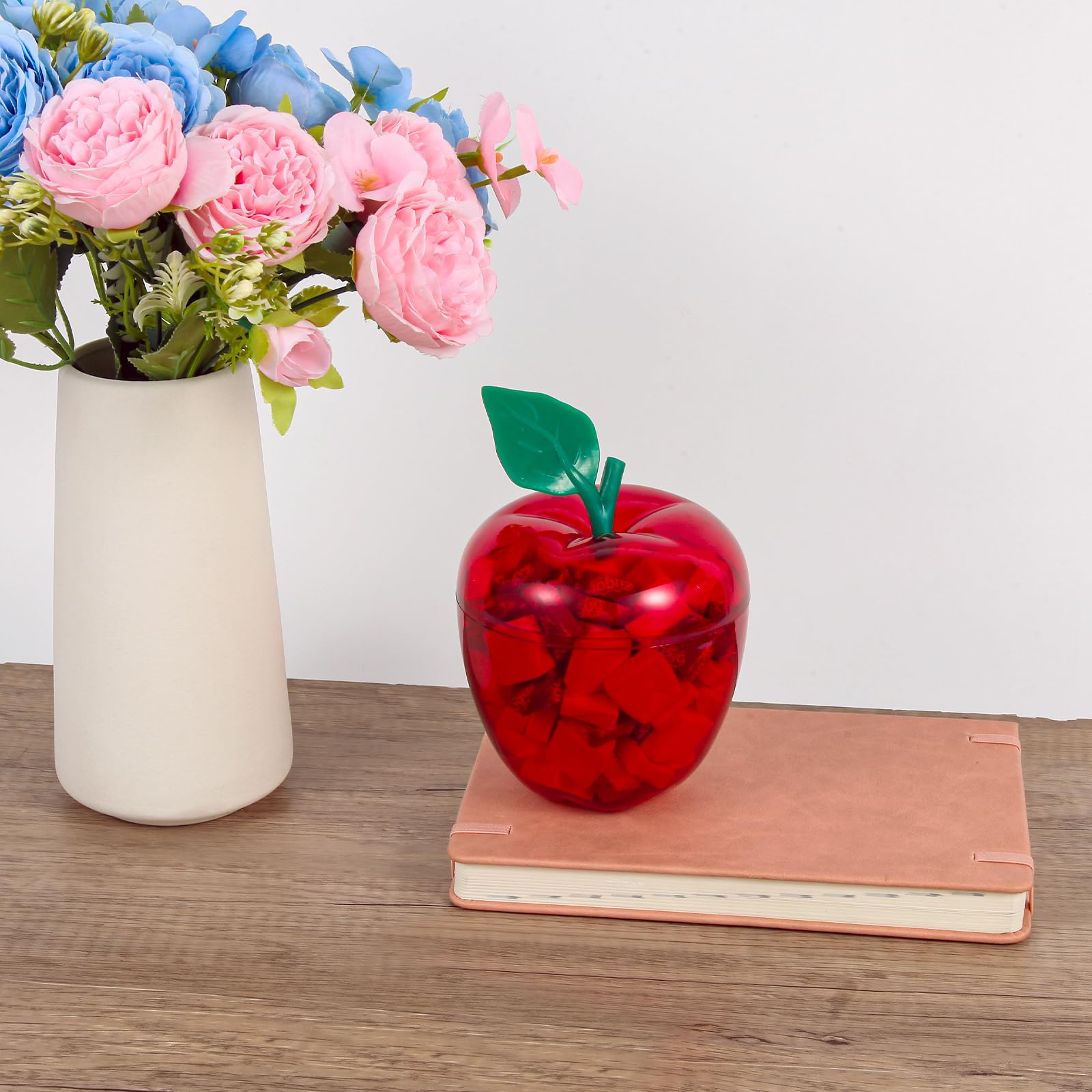 4 Pack Large Red Plastic Apple Containers - Storage Jars for Candy, Snacks & Classroom Supplies | Perfect for Wedding, Valentine's Day Party Decor, Back to School, Teacher Appreciation & Mother's Day Gifts | Ideal for Home, Office & Party Organization