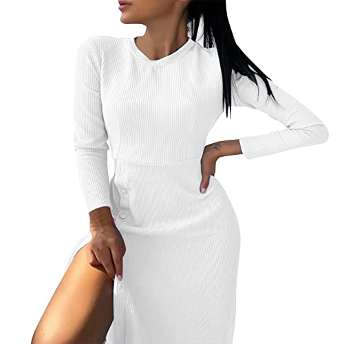 **Sexy Bodycon Mini Club Dress for Women - Long Sleeve Turtleneck Party Dress, Casual & Night Out Outfit (White, Medium) | Perfect for Clubbing, Date Nights & Special Occasions**