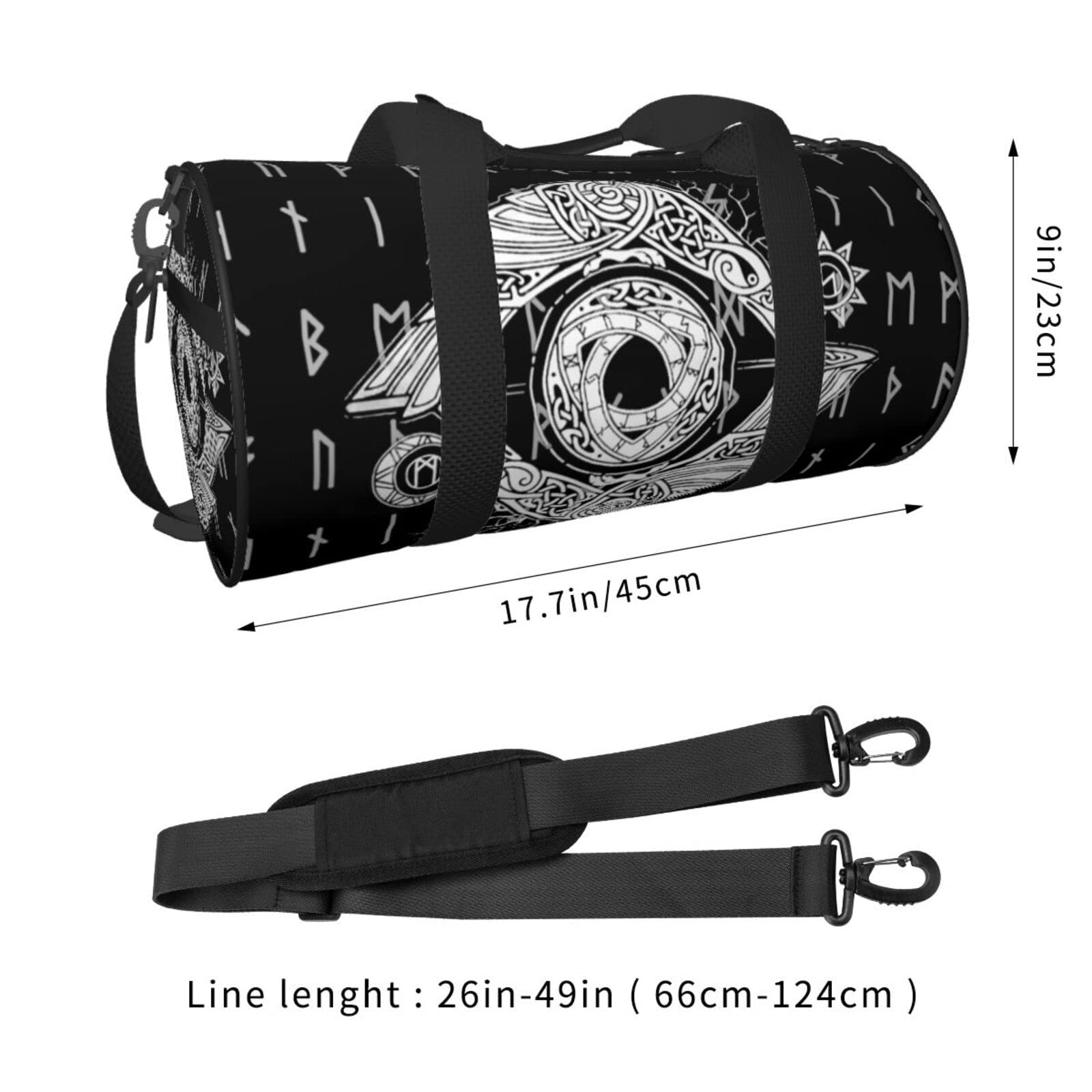 Vikings Print Sports Gym Bag - Lightweight Foldable Zipper Cylinder Travel Bag for Men & Women | Perfect for Gym, Workout, Travel & Sports Gear Storage