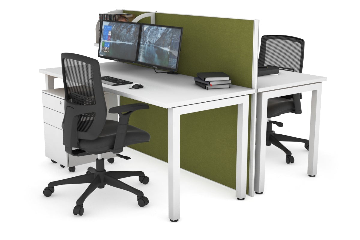 Horizon Quadro 2-Person Office Workstation Bench with Square Legs - 70.9