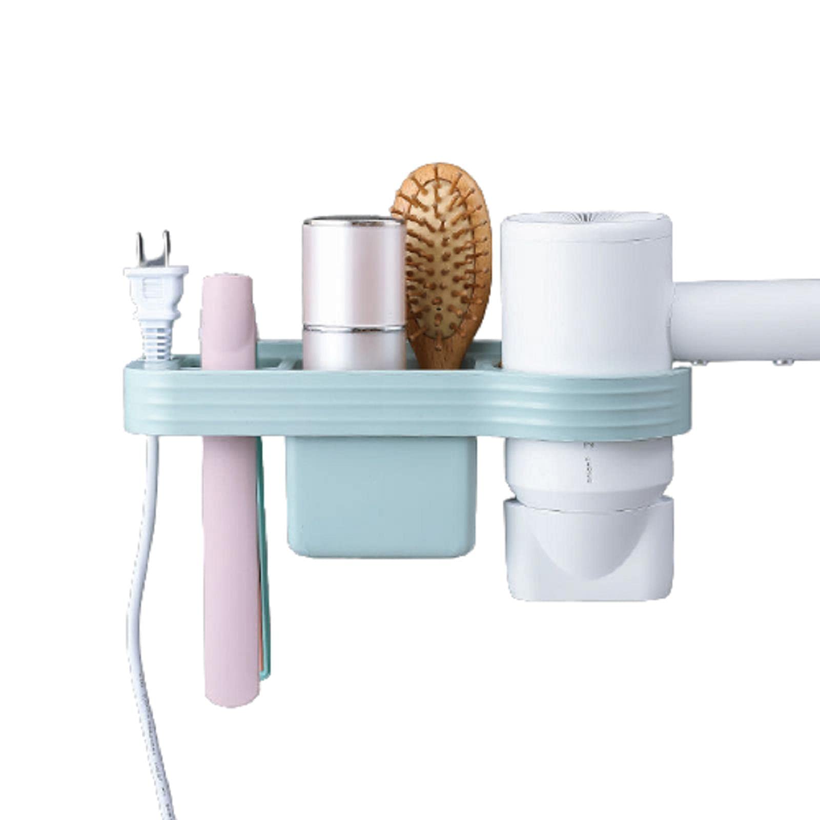 Premium Hair Dryer Holder & Styling Tools Organizer - Countertop Storage Stand for Blow Dryer, Curling Iron, Straightener & Brushes | Bathroom Vanity Accessories | Perfect for Salon, Home & Travel Use - Blue
