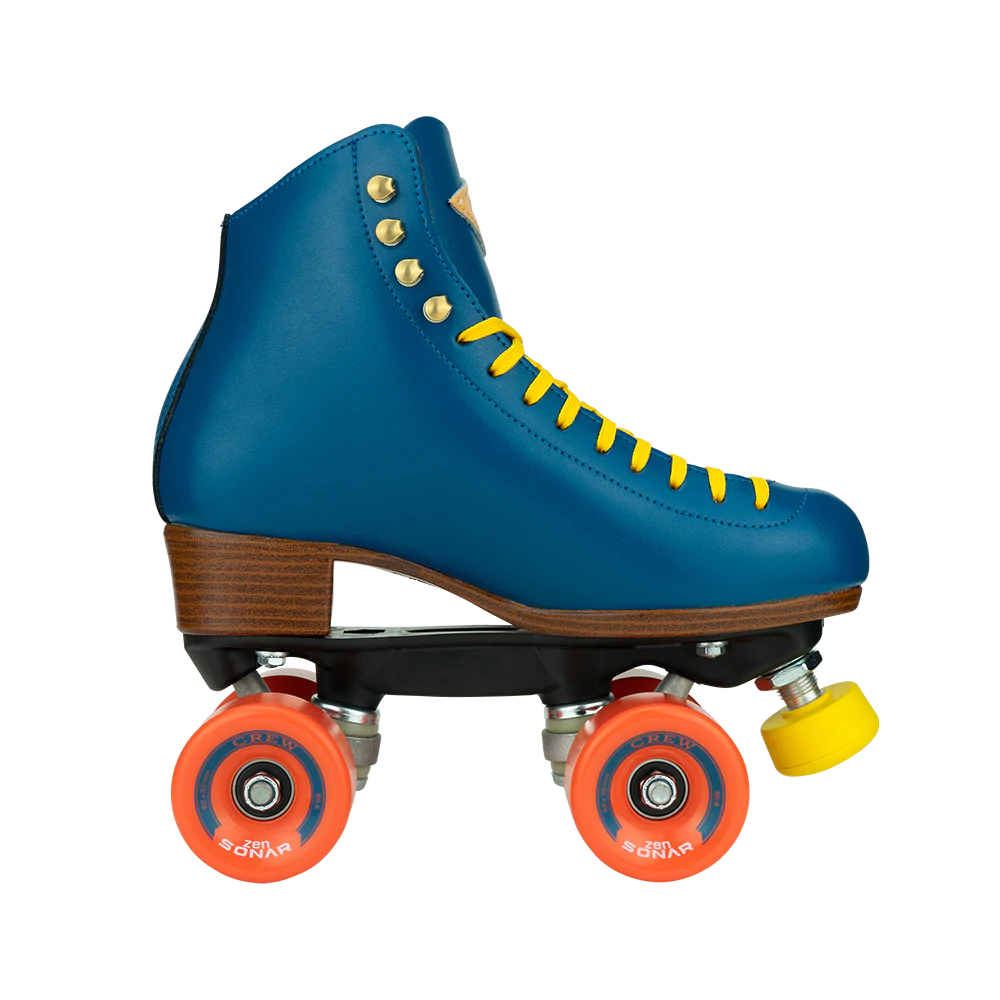 Riedell Crew Roller Skates for Women & Men - Ocean Blue Outdoor/Indoor Quad Skates with Comfortable Padding - Perfect for Rink, Park, Street Skating and Roller Derby