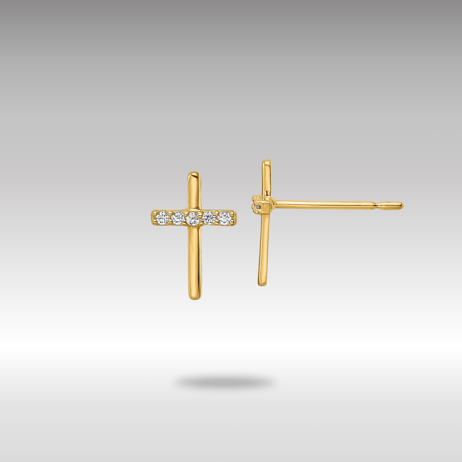 14K Gold Plated CZ Cross Post Earrings for Women - Elegant Religious Jewelry Gift (Model YE2122) - Perfect for Church, Weddings & Everyday Wear