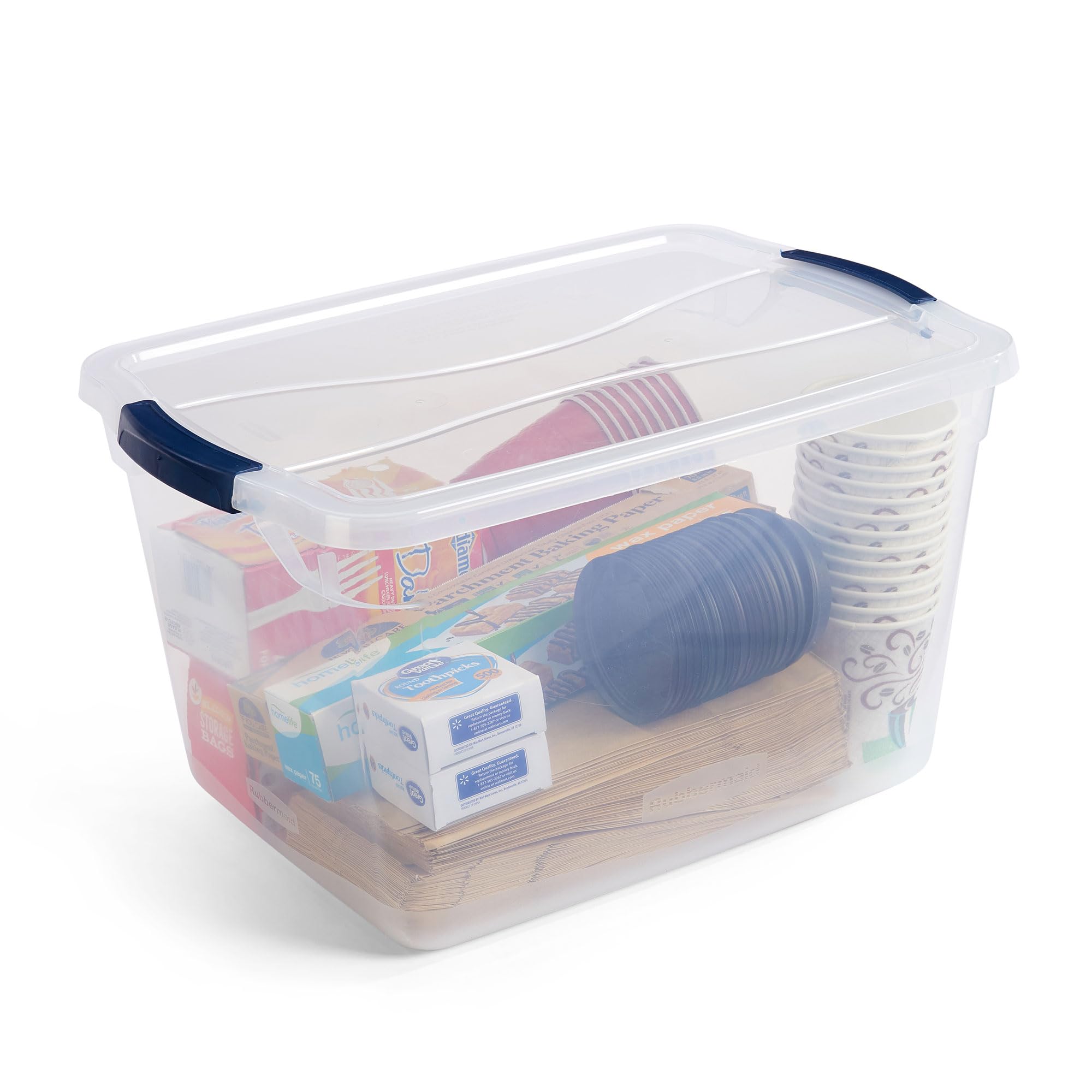 Rubbermaid CleverStore 32 Qt Clear Plastic Storage Containers - 12 Pack Stackable Bins with Secure Latching Lids for Home Organization | Perfect for Closet, Laundry Room, Pantry & Garage Storage | Durable Visible Storage Solution