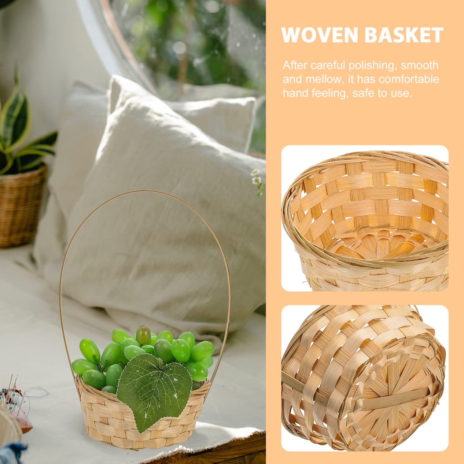Zerodeko 2-Pack Woven Storage Baskets - Rustic Rattan Flower Basket with Handles for Plants, Bread, and Floral Arrangements | Home, Office, Garden Decor | Perfect for Organizing, Displaying Flowers, and Enhancing Farmhouse Style Decor
