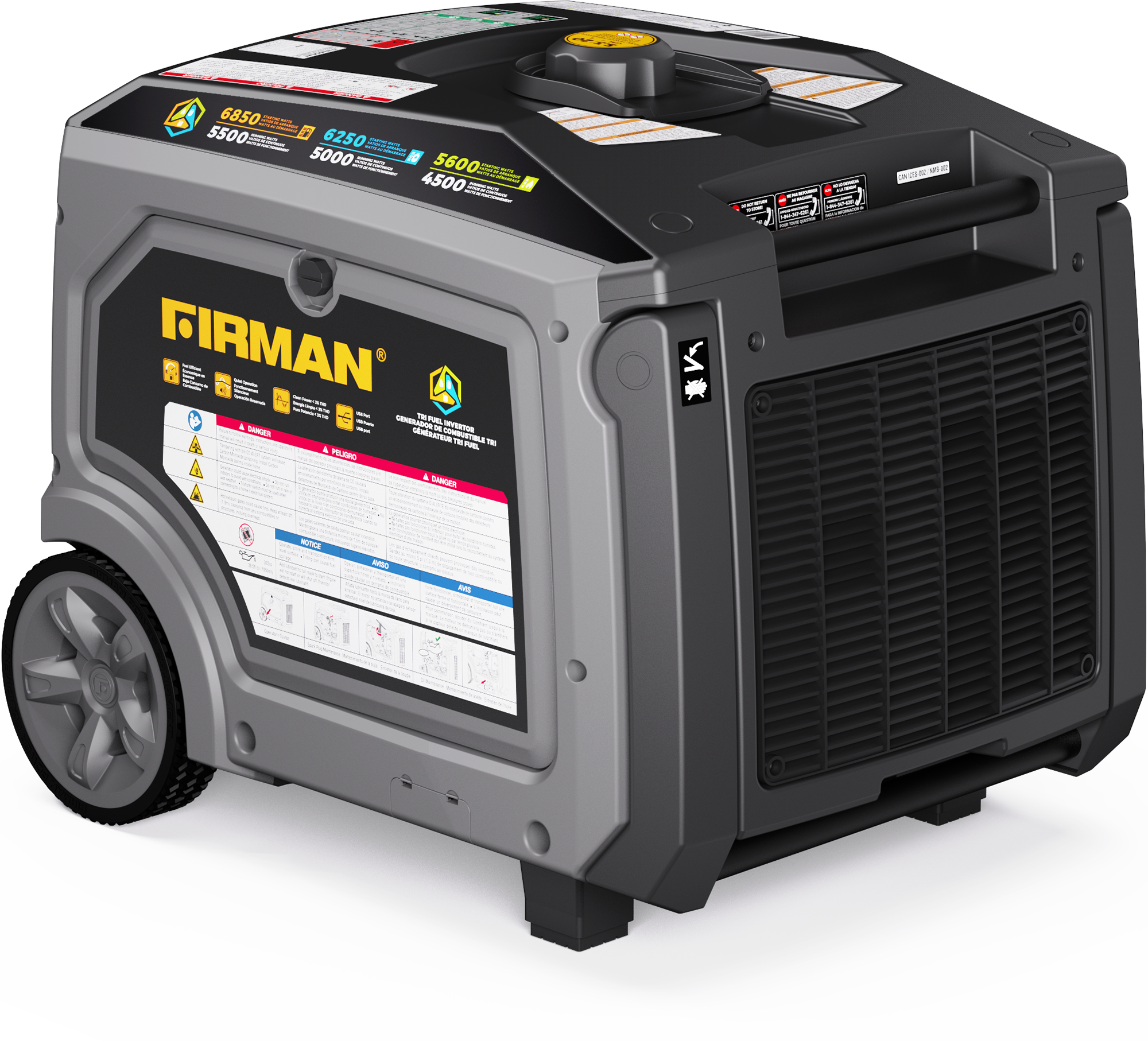 6850W Tri-Fuel Inverter Generator with Electric Start & CO Alert - Portable Power for Camping, RV, Home Backup & Emergency Use