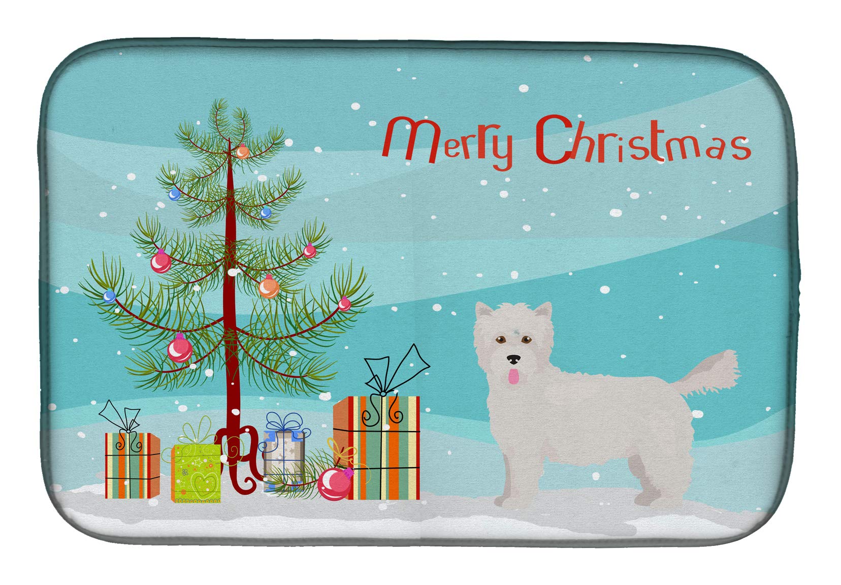 Westiepoo Christmas Tree Dish Drying Mat - Absorbent Kitchen Counter Mat for Holiday Decor & Dishes