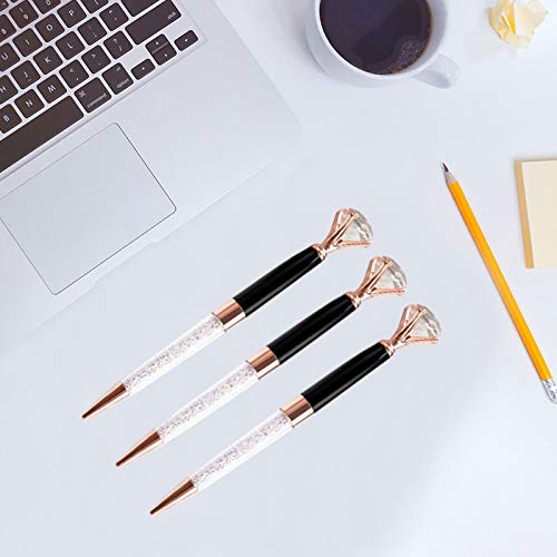 U Scinan 3-Pack Luxury Crystal Diamond Ballpoint Pens - 0.5mm Fine Point Black Ink, Elegant Metal Gift Pens for Office, Business, Wedding & Promotional Use