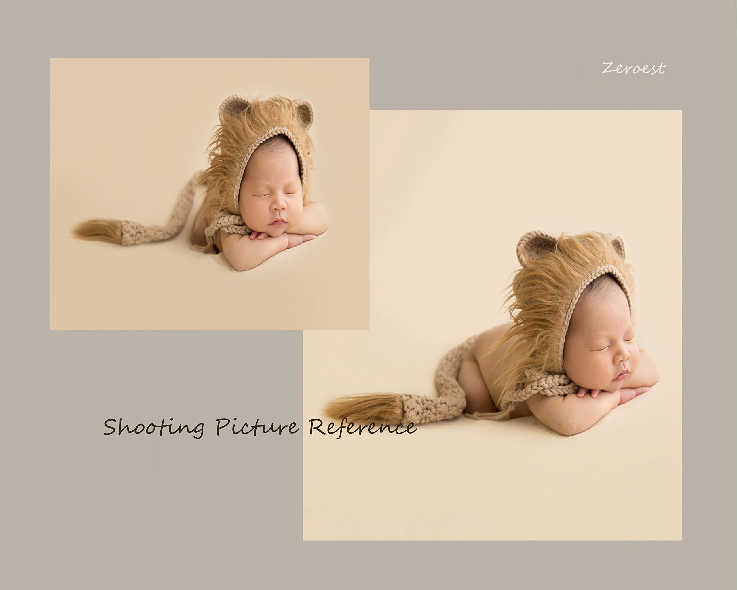 Zeroest Newborn Lion Costume Set - Crochet Halloween Photo Props for Baby Boys & Girls - Knitted Hat & Tail Outfit for Infant Photography - Perfect for Holiday Shoots, First Birthday & Seasonal Portraits