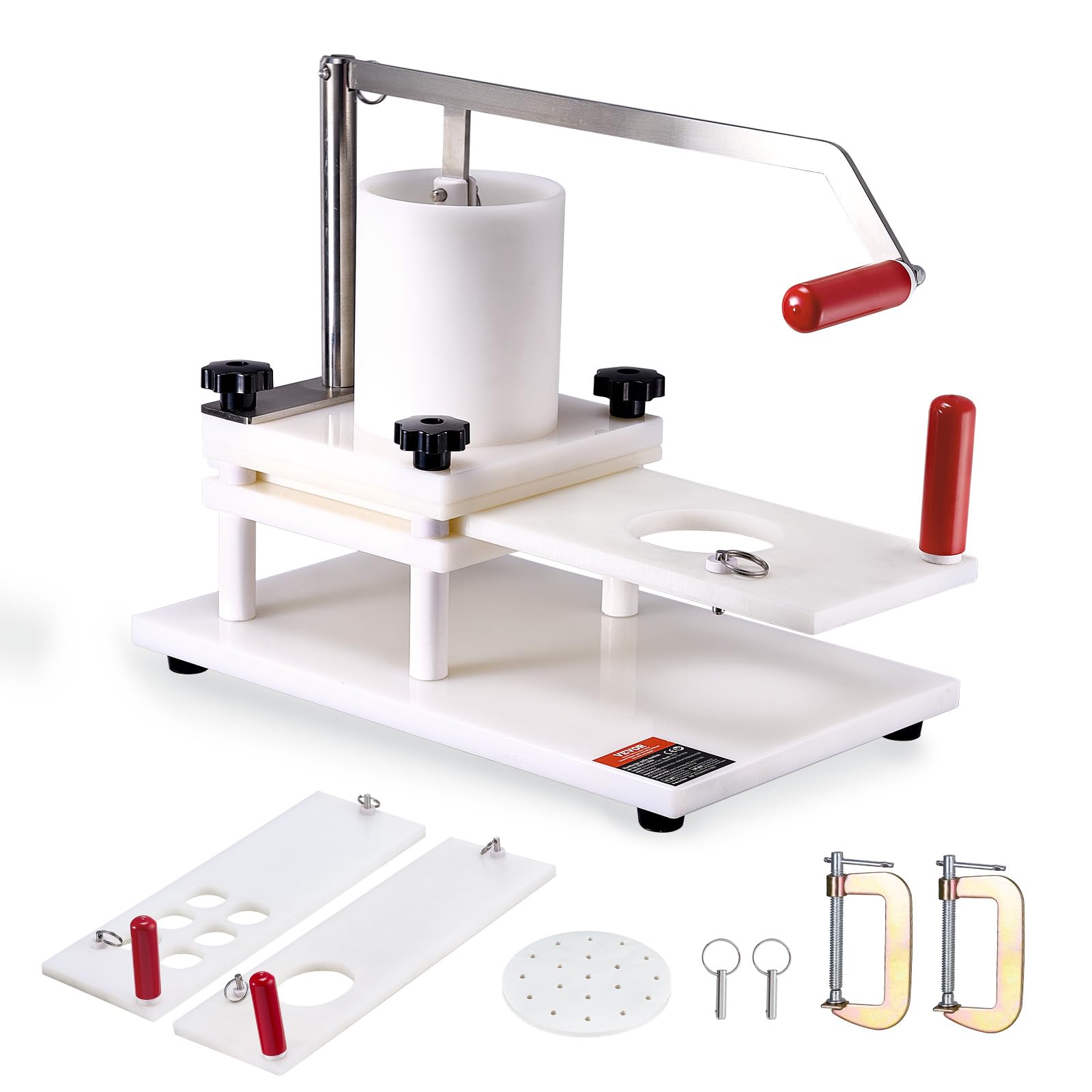 VEVOR Commercial Hamburger Patty Maker Machine - 3 Convertible Molds (2/4/5-inch) for Beef, Chicken & Veggie Patties - 1.5KG Large Capacity Hopper with Handle & Patty Paper - Perfect for Restaurants, Food Trucks & Home BBQ Parties