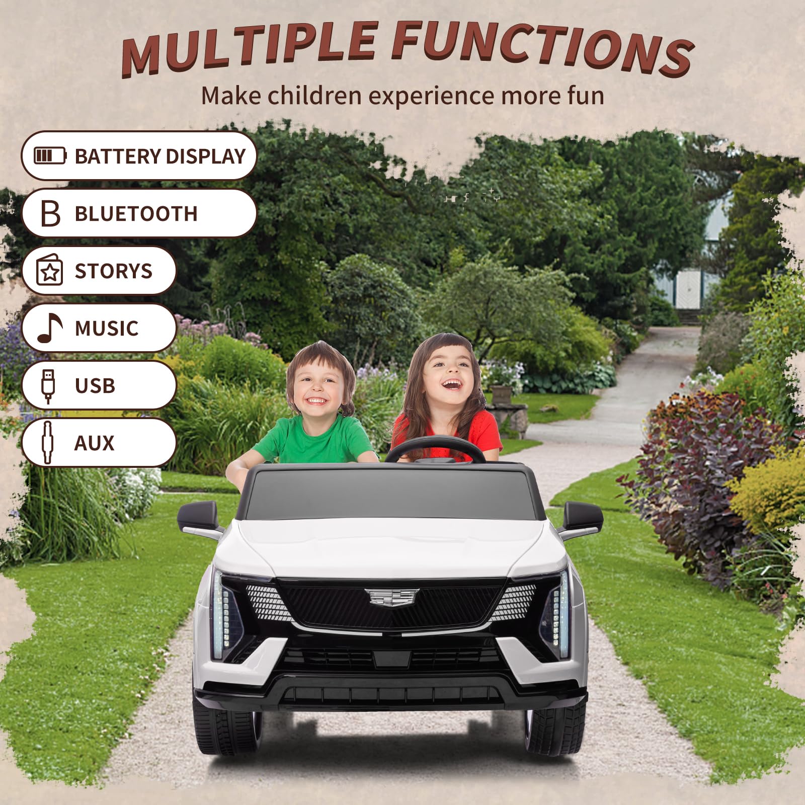 GARVEE 24V Licensed Kids Ride On Car with Parent Remote Control - 2 Seater Electric Vehicle with 4 Wheel Shock Absorbers, Smooth Start, Music & LED Lights - Perfect Birthday Gift for Boys & Girls Ages 3-8 - Great for Indoor & Outdoor Play, Park Rides & Backyard Adventures