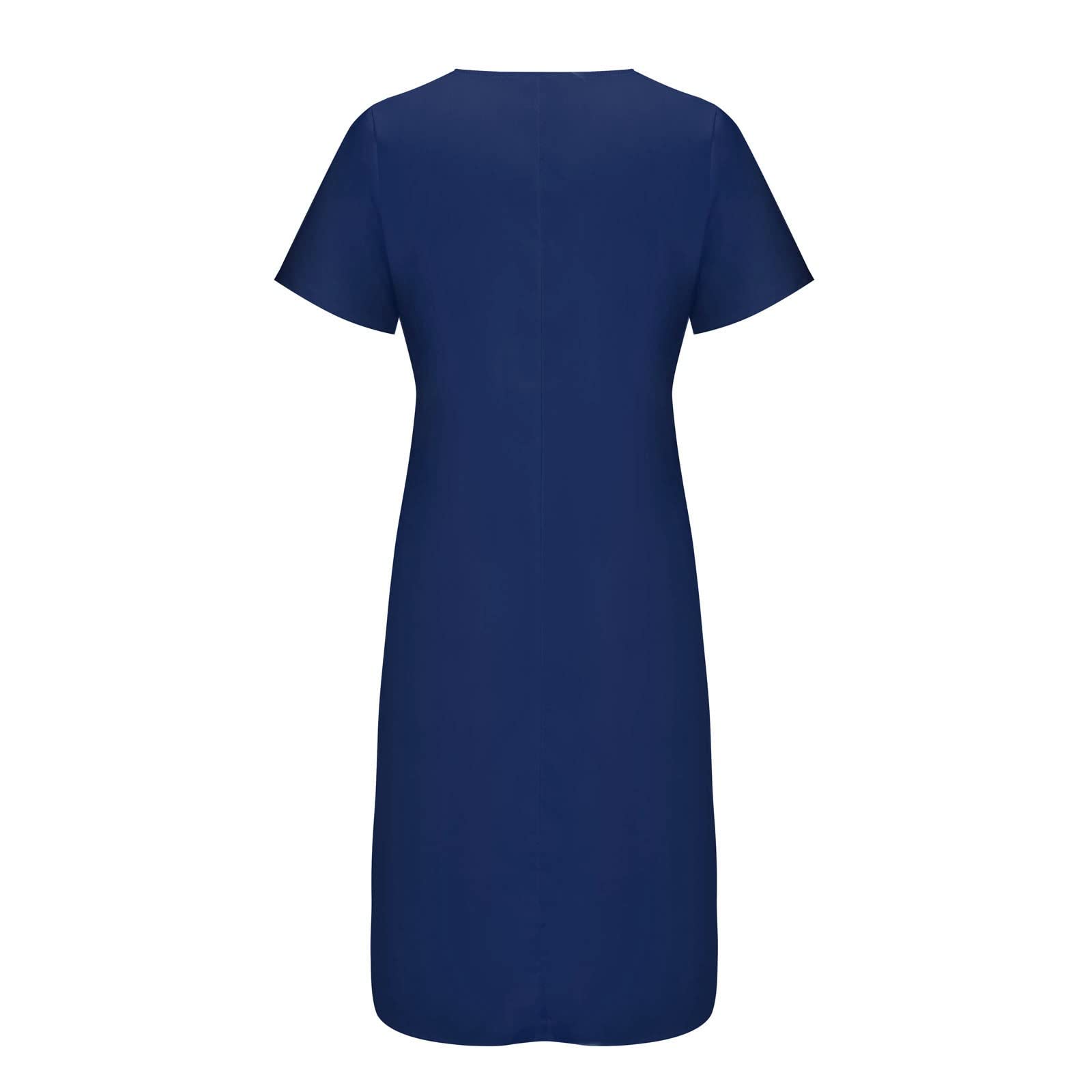 Women's Solid Color V-Neck Cocktail Dress with Pockets - Elegant Short Sleeve Party Dress for Spring & Summer Evenings, Weddings, and Special Occasions