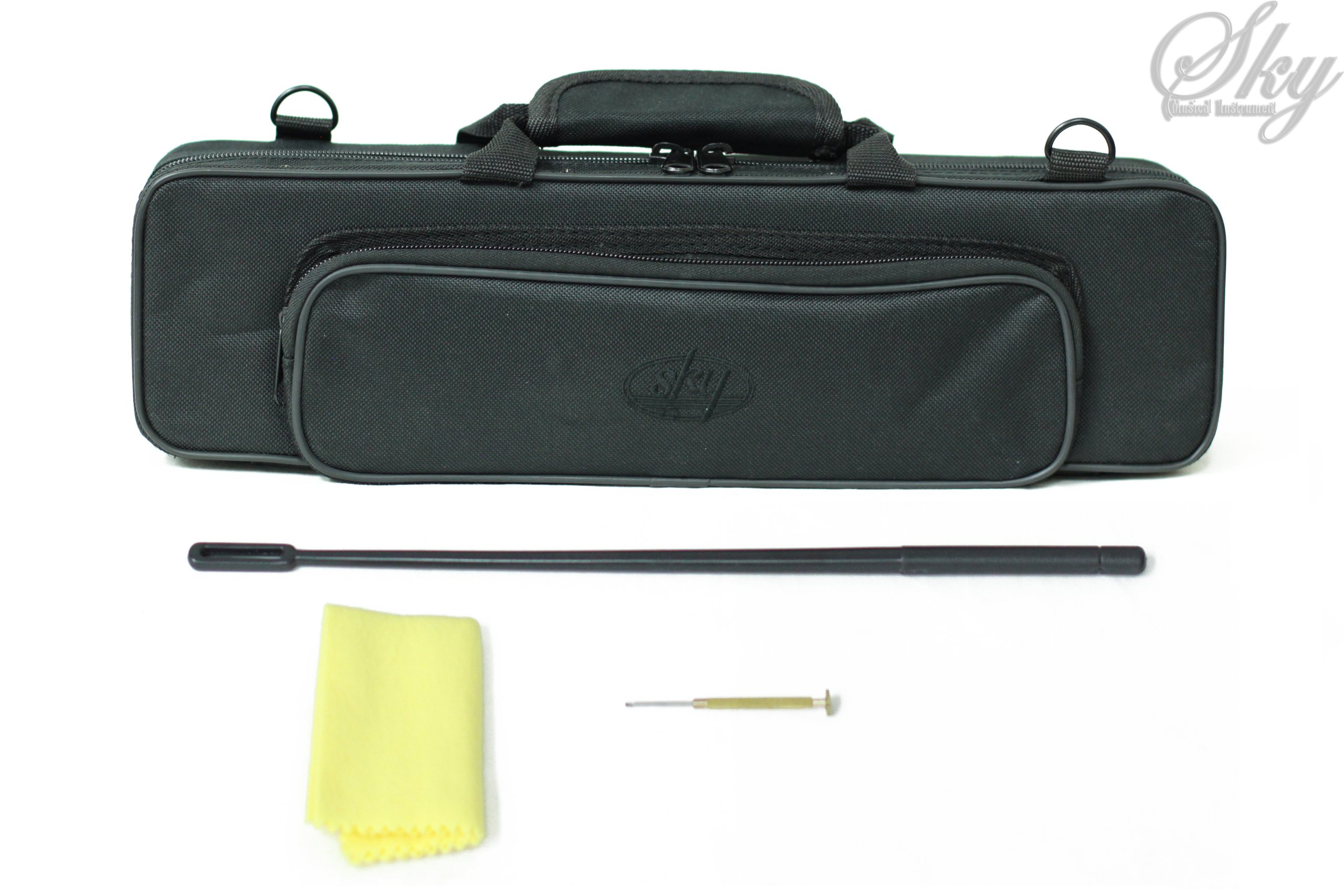 Professional Sky C Flute with Lightweight Case - Includes Cleaning Rod, Cloth, Joint Grease & Screwdriver (Red/Gold, Closed Hole) - Perfect for Beginners, Students & Performers