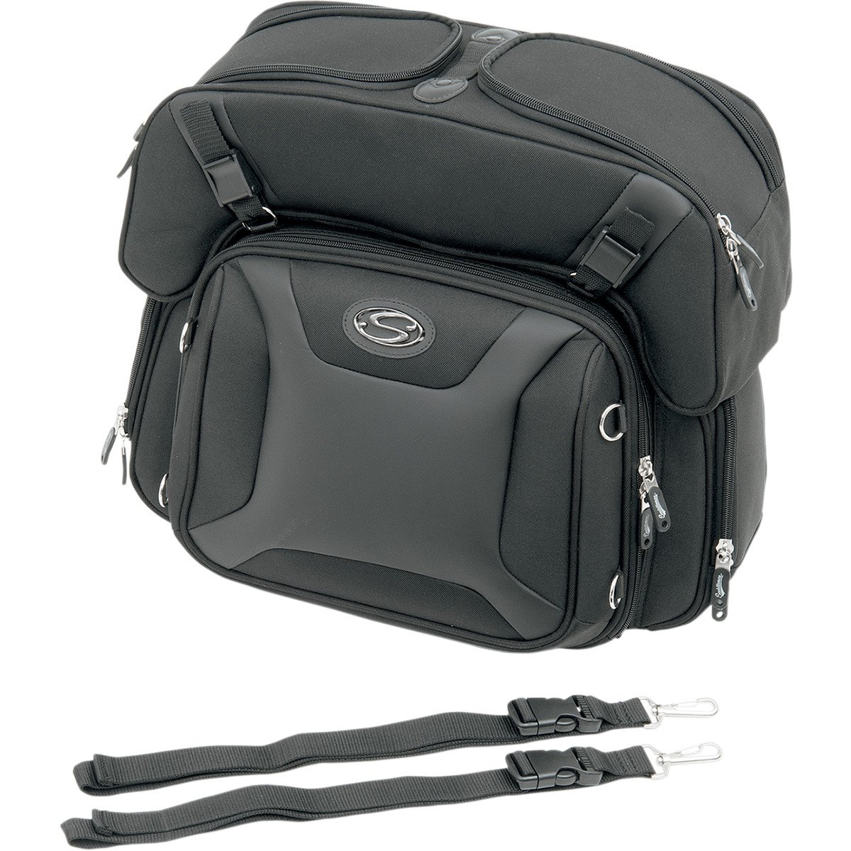 Saddlemen 3515-0141 Sport Sissy Bar and Combo Bag - Motorcycle Luggage for Harley Davidson & Cruisers - Perfect for Long Rides & Road Trips