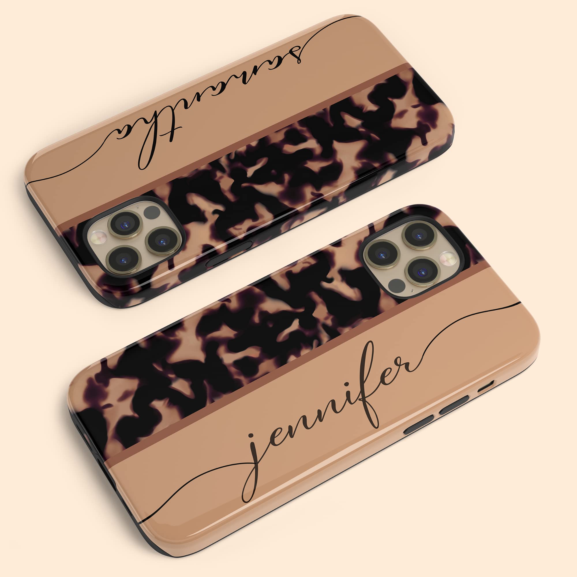 Personalized Tortoiseshell Phone Case with Calligraphy Name - Compatible with iPhone 16 Plus/15 Pro Max/14/13 Mini/12/11/X/XS Max/XR/7/8 Plus - Stylish Protective Cover for Work, Travel & Everyday Use