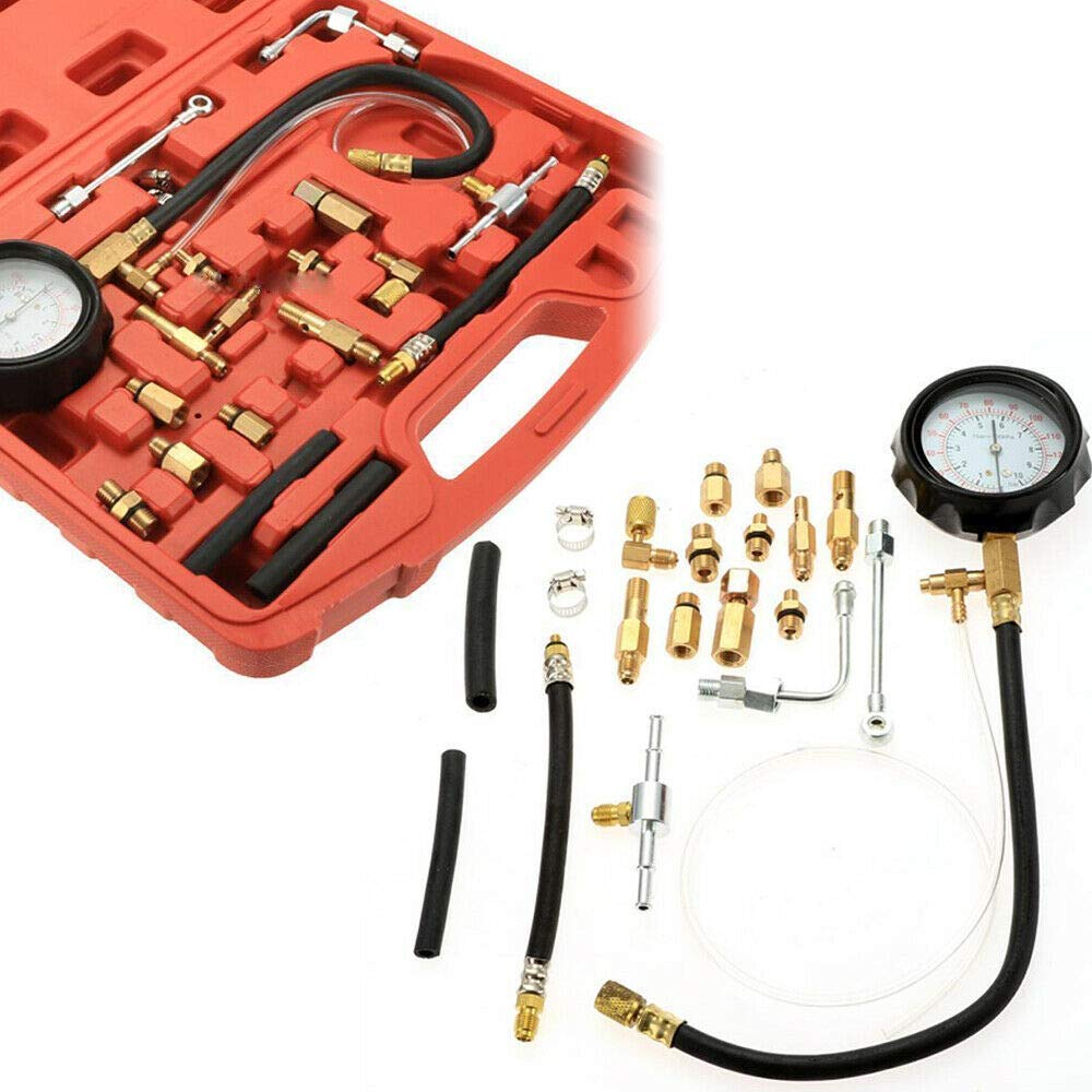 0-140PSI Fuel Injection Pressure Tester Kit - Automotive Fuel Pump & Injector Diagnostic Tool for Cars, Trucks & Vehicles - Perfect for Engine Performance Testing & Fuel System Maintenance
