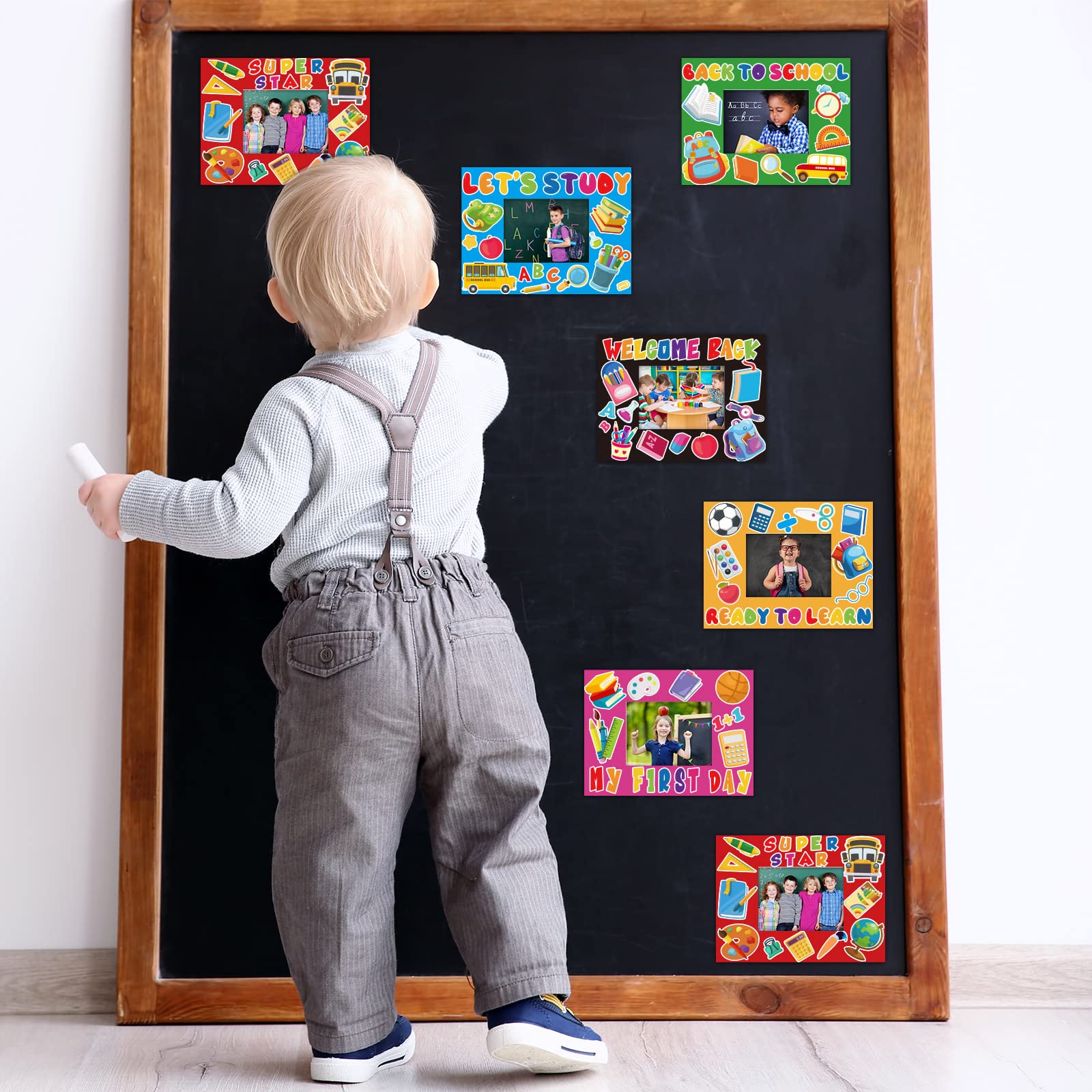 24 Pcs DIY Welcome Back to School Picture Frame Craft Kit - Kindergarten Preschool Classroom Activities, Arts & Crafts for Kids, Party Decorations, First Day Photo Keepsake, Teacher Gifts, Student Projects