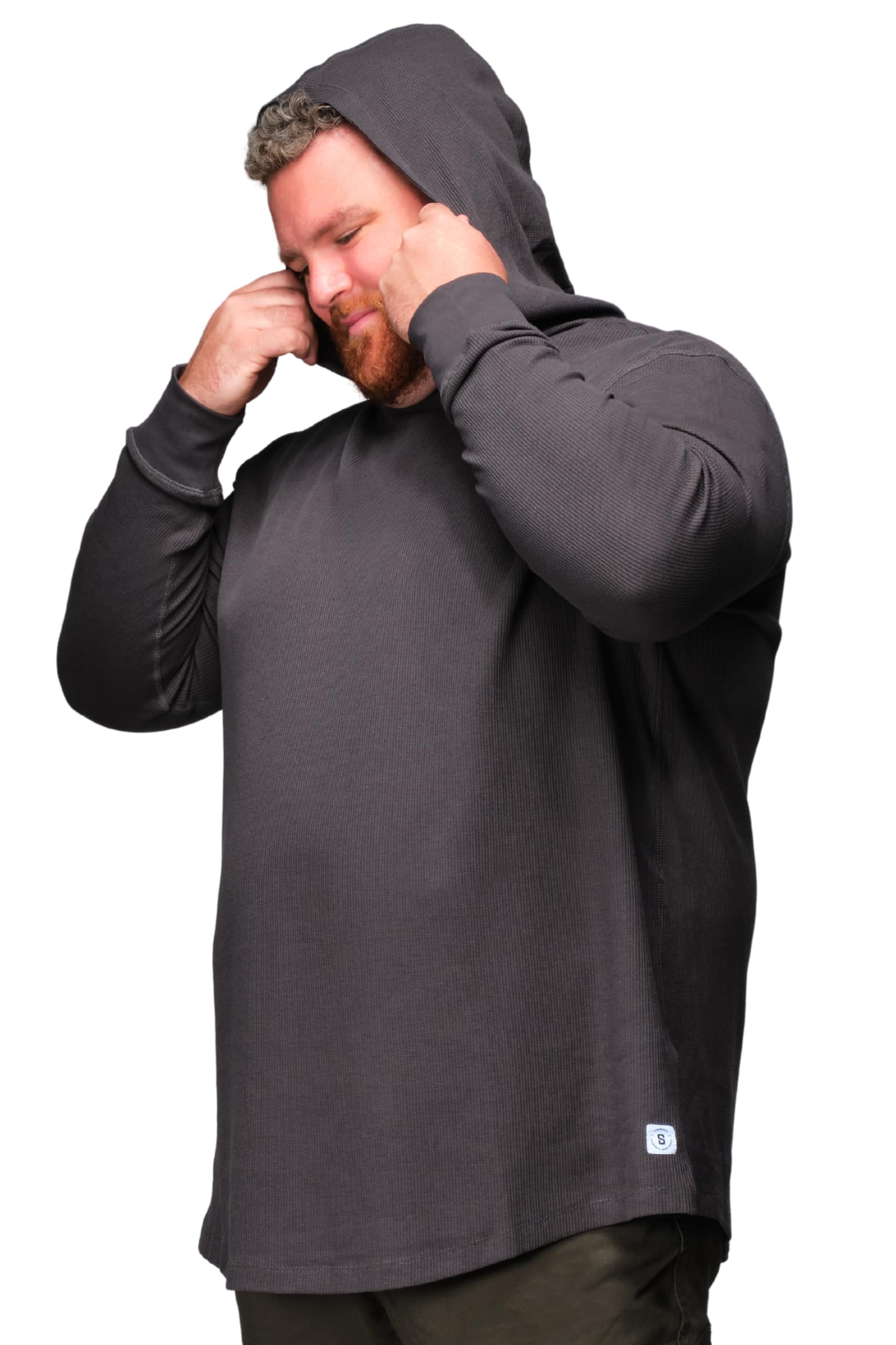 STRONGSIZE Men's Big and Tall Thermal Waffle Hoodie - Lightweight Long Sleeve Pullover for Winter | Cozy Lounge Wear & Outdoor Activities
