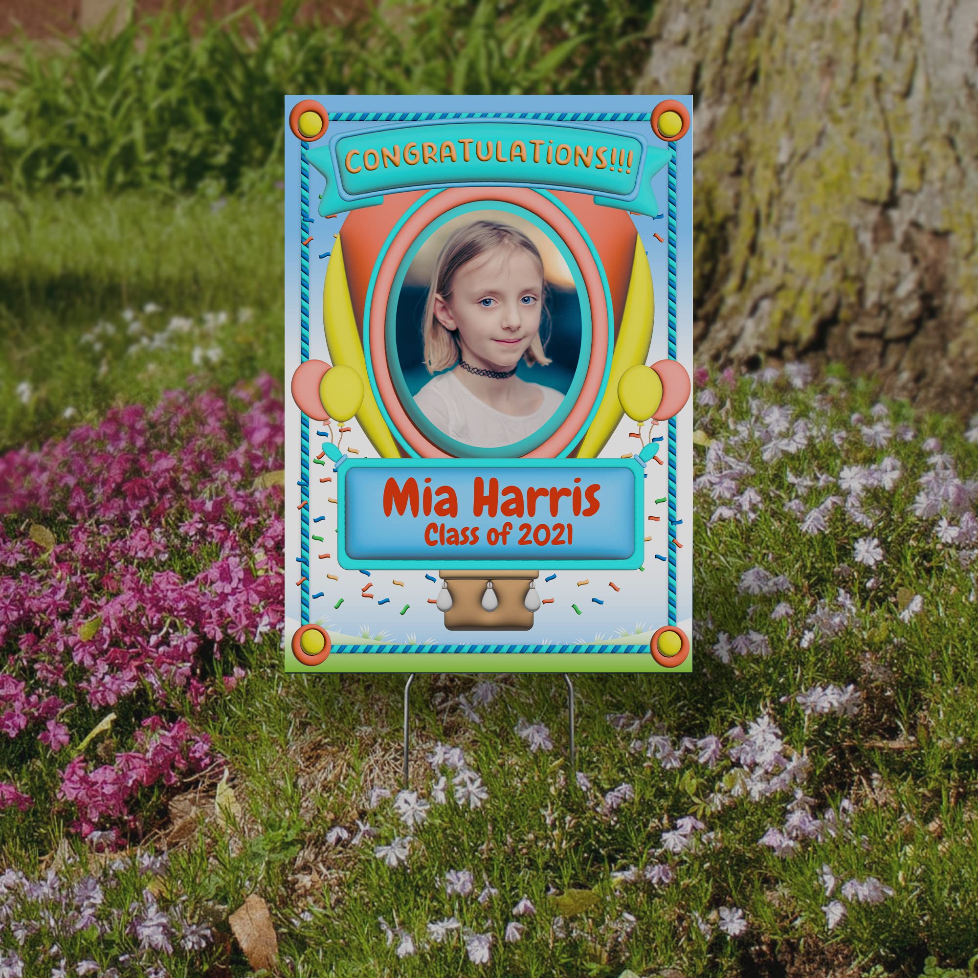 12x17 Personalized Graduation Yard Sign with Metal Stakes - Custom Graduation Gift for High School, College, Middle & Elementary School - Class of 2022 (Design 18) - Perfect for Outdoor Graduation Decor & Celebration