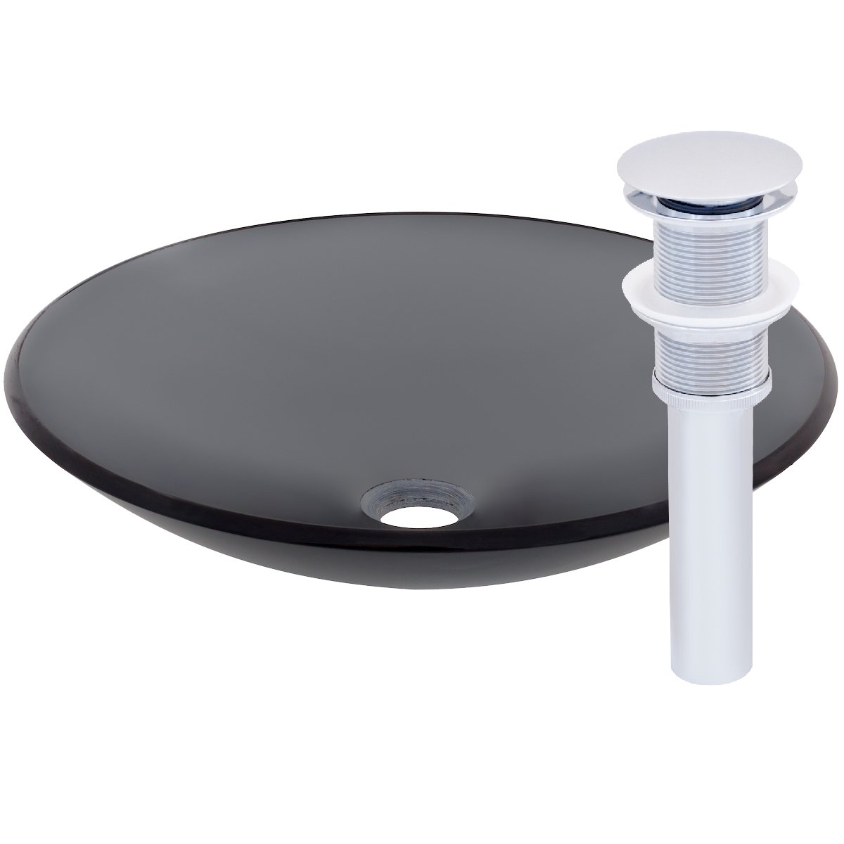 Novatto ELEGANTE Modern Glass Vessel Bathroom Sink Set with Chrome Faucet - Perfect for Contemporary Bathroom Vanity, Powder Room, and Master Bath Remodeling