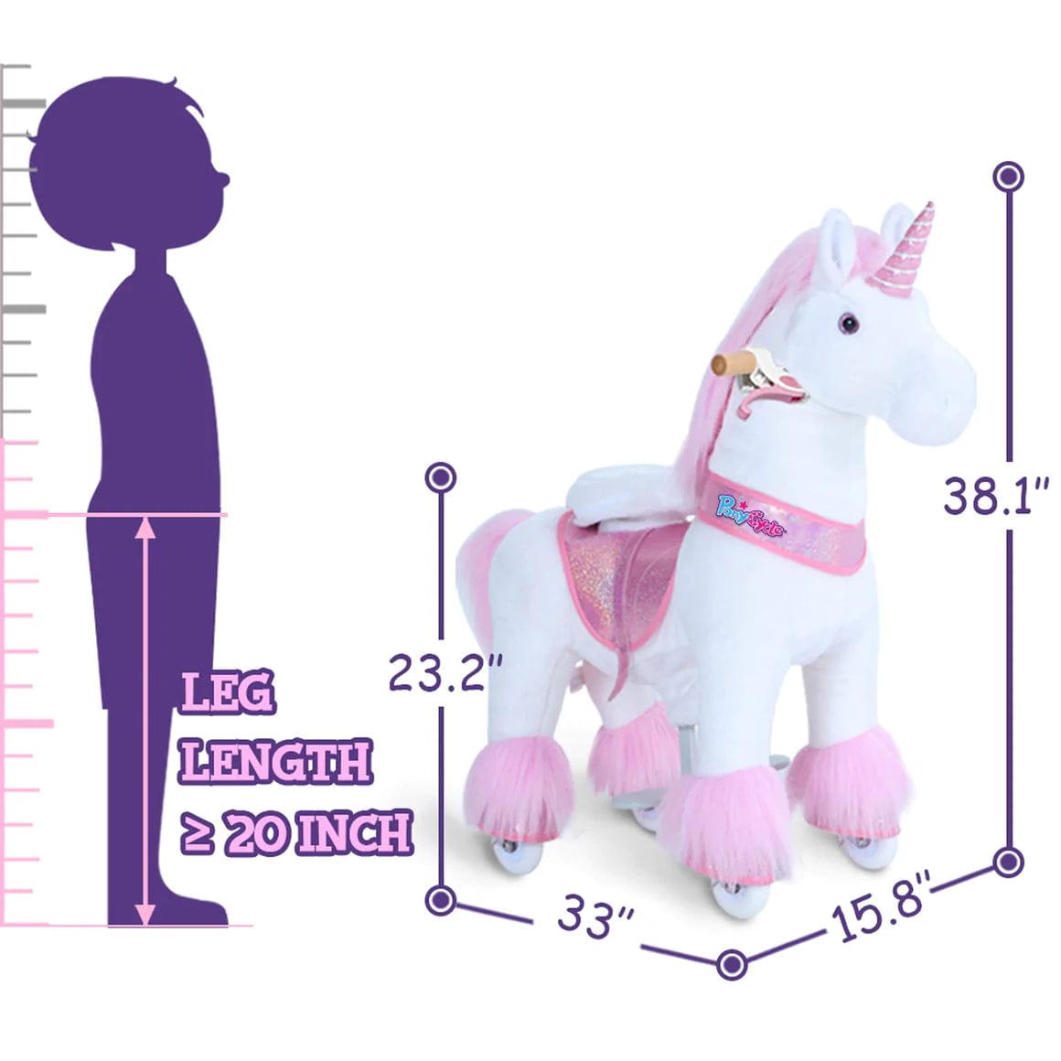 Ponycycle Ride-On Toy for Kids Ages 4-8 | Medium Size | Interactive Rocking Horse for Indoor & Outdoor Play | Perfect Birthday Gift for Boys & Girls