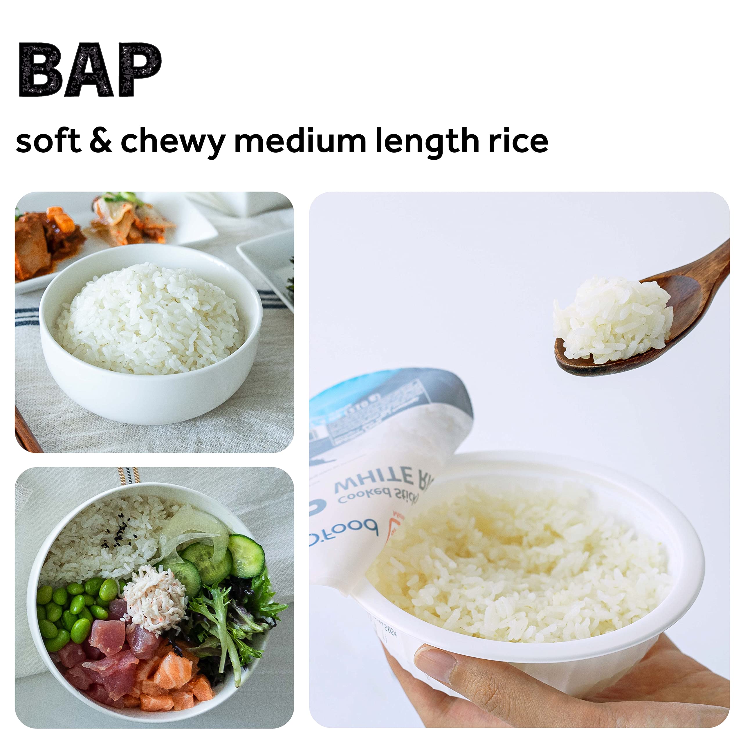 O'Food BAP Instant Rice (Pack of 3) | Korean Cooked White Sticky Rice | Microwaveable & Gluten-Free | Asian Pantry Staple | Perfect with Kimchi, Noodles & Soup | Quick Meal Prep for Office Lunch, Camping & Busy Weeknights