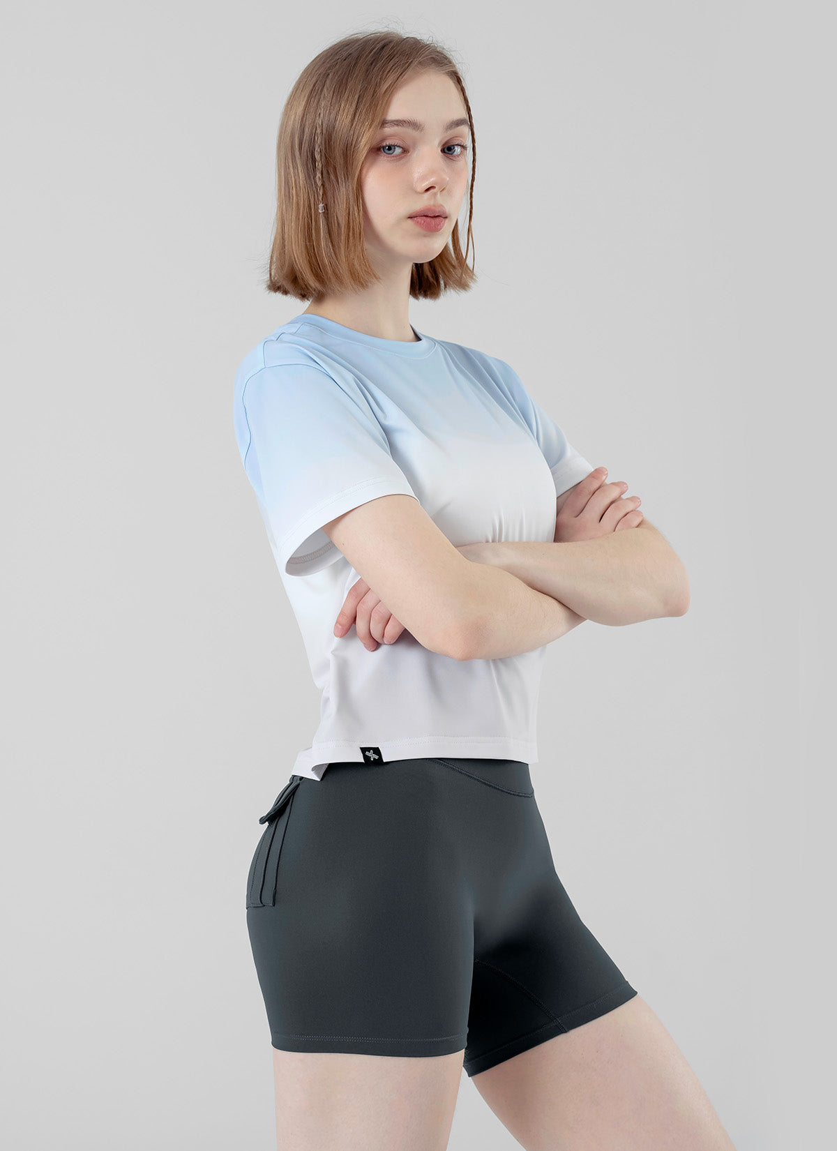 Stylish Ice Feather Ombre Crop Short Sleeve Top for Women | Trendy Summer Fashion | Perfect for Beach Outings, Music Festivals & Casual Wear