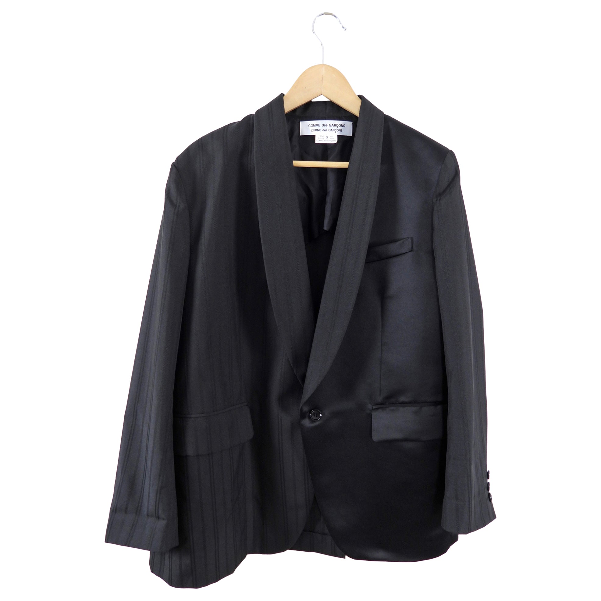 Comme des Garcons Black Split Tuxedo Oversized Blazer for Women - S/M Size - Elegant Formal Jacket for Evening Parties & Special Occasions