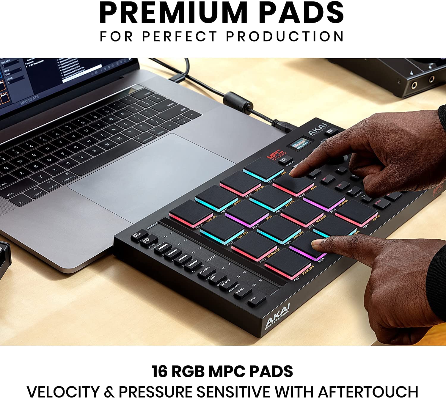 Akai Professional MPC Studio MIDI Controller Drum Machine with M-Audio AIR 192|4 Audio Interface, XLR Microphone & Studio Headphones - Complete Beat Making Bundle for Music Production, Home Studio Recording & Live Performances