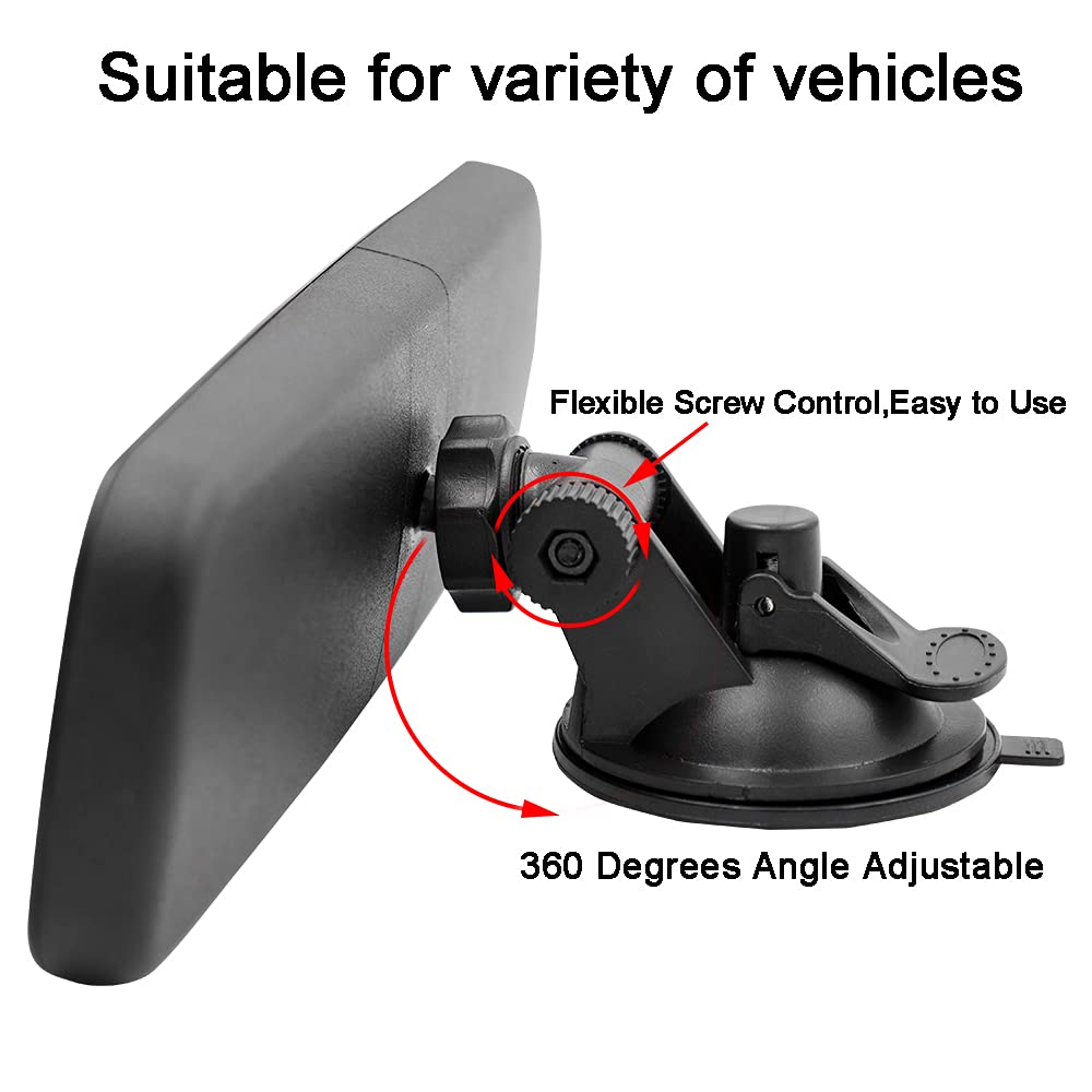 LECAMEBOR Universal HD Anti-Glare Rear View Mirror for Cars - Thickened Design with Adjustable Suction Cup - Perfect for Night Driving & Enhanced Road Safety