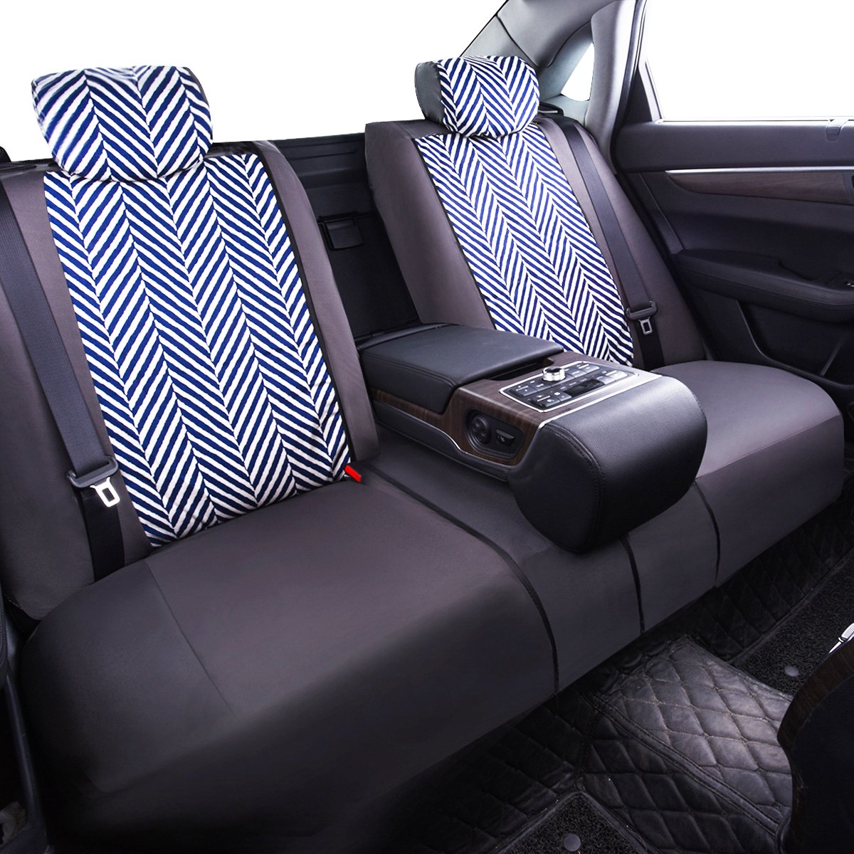 Premium Universal Fit Linen Car Seat Covers for SUVs, Trucks, Sedans & Vans - Airbag Compatible with Opening Holes (Charcoal Grey & Navy Blue) | Durable, Breathable & Stylish Protection for Daily Commute, Road Trips & Family Travel