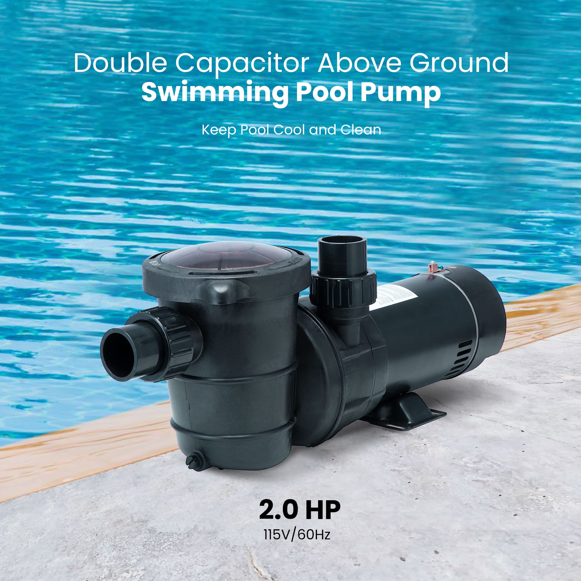 VIVOHOME 2.0 HP Dual Speed Above Ground Pool Pump with 1.5