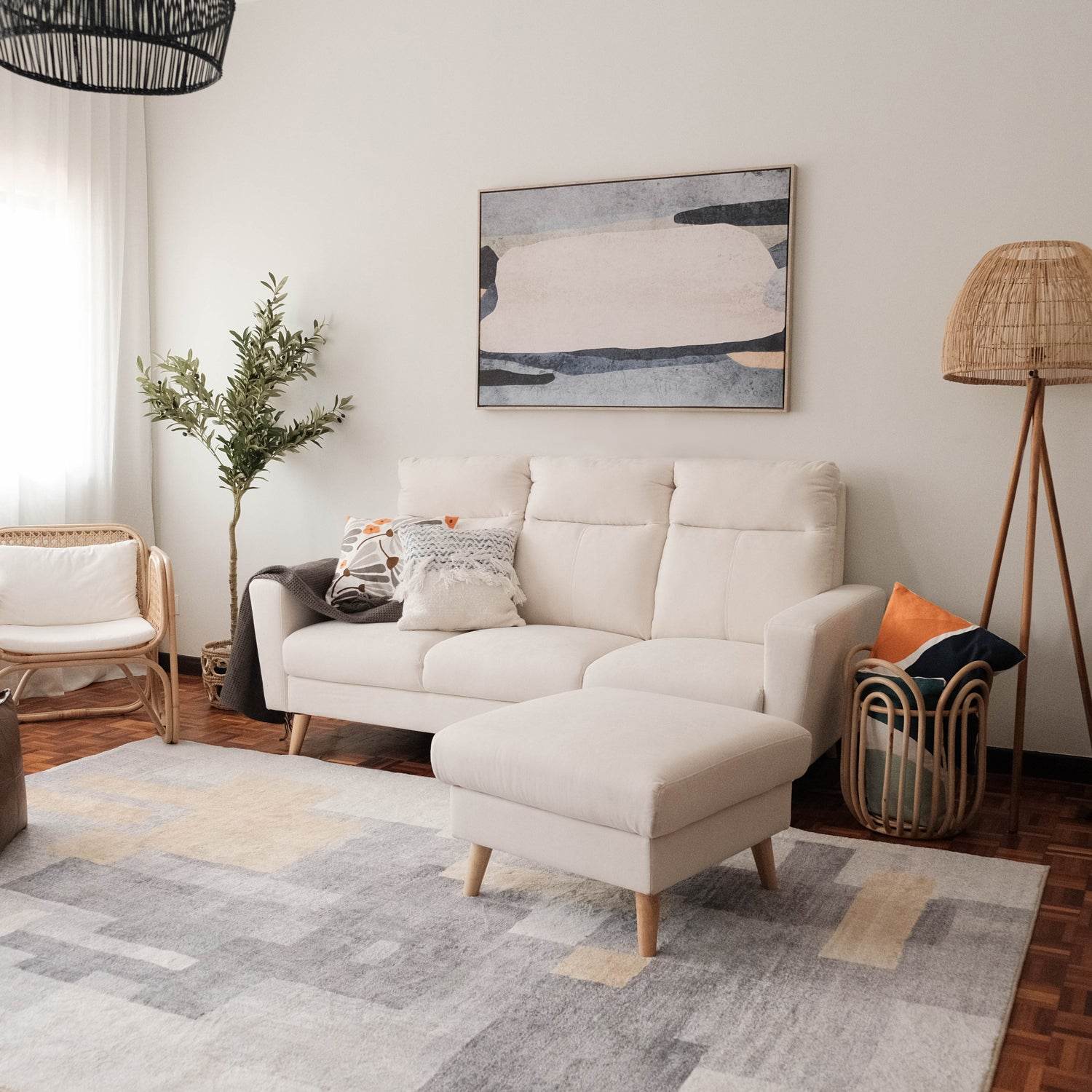 Premium Jessica Belgium Fabric Sofa - Water Repellent, Stain Resistant Upholstery - Perfect for Living Room, Family Room & Home Theater Seating