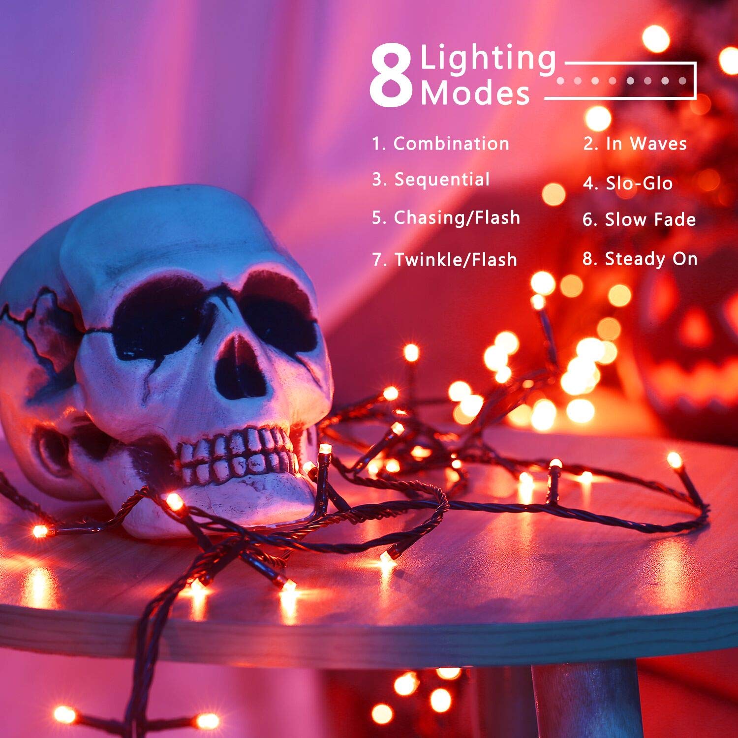 BrizLabs 78.74ft 240 LED Orange String Lights - Waterproof Halloween & Christmas Outdoor Decor with 8 Lighting Modes, Connectable Plug-in Mini Lights for Trees, Parties, and Home Decoration
