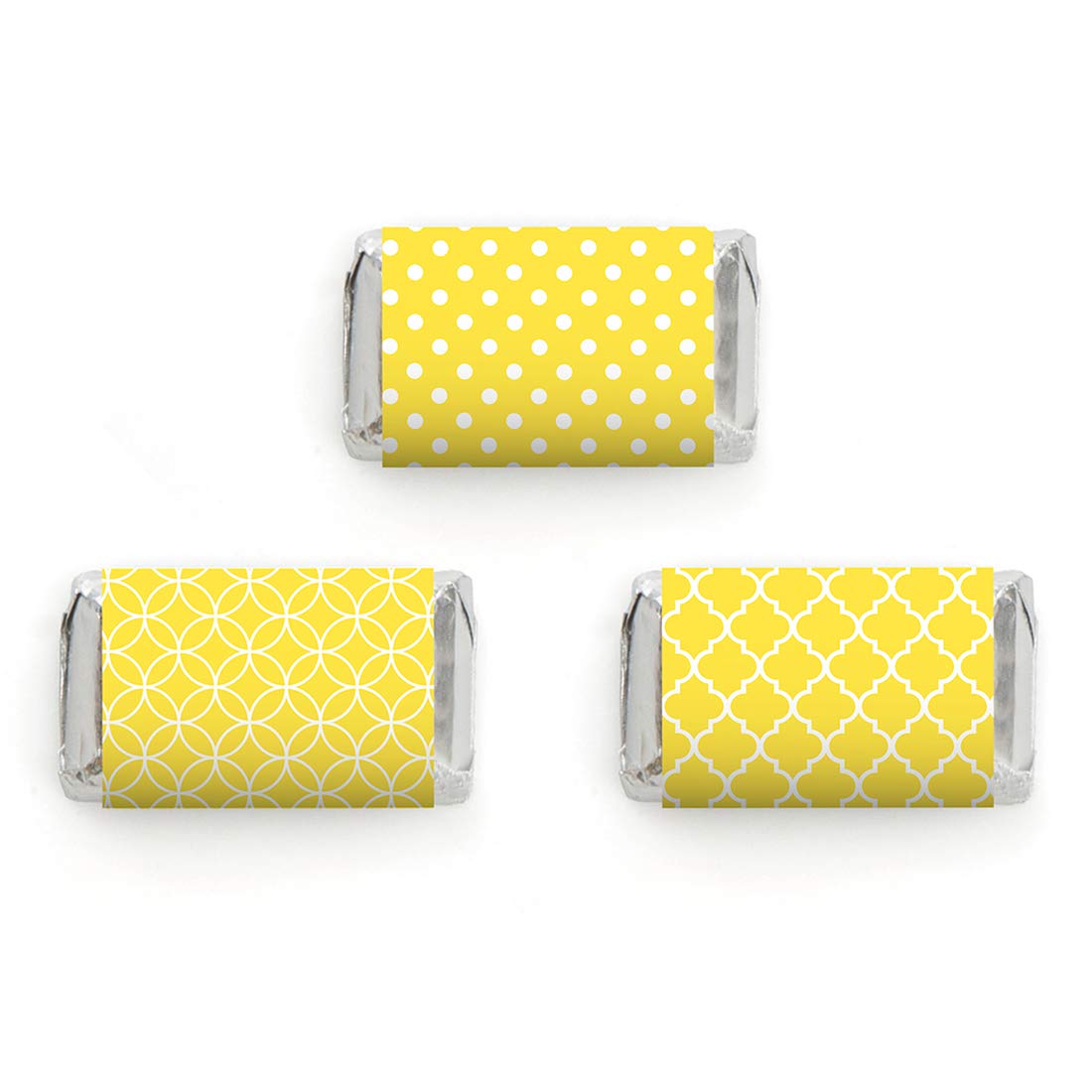 **Andaz Press Chocolate Minis Labels Trio - 36-Pack Elegant Custom Labels for Chocolate Miniatures, Party Favors, Circles, Polka Dots & Quatrefoil Patterns (20 Colors) - Perfect for Weddings, Baby Showers & Holiday Gift Wrapping**