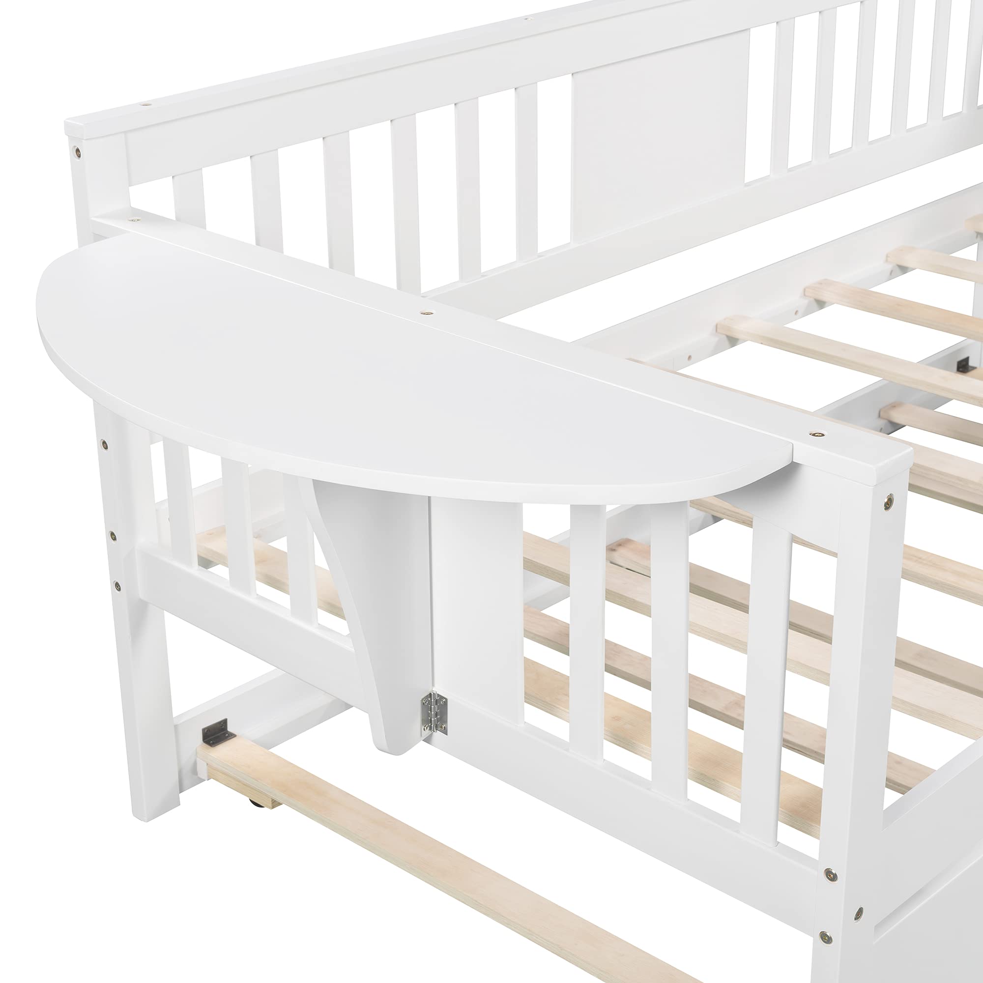 Harper & Bright Designs Twin Size Daybed with Trundle - Convertible Wooden Sofa Bed for Bedroom, Living Room & Guest Room - Sturdy Wood Platform Bed Frame for Kids, Teens & Sleepovers (White) - Perfect for Small Spaces, Dorm Rooms & Multi-Purpose Furniture Needs
