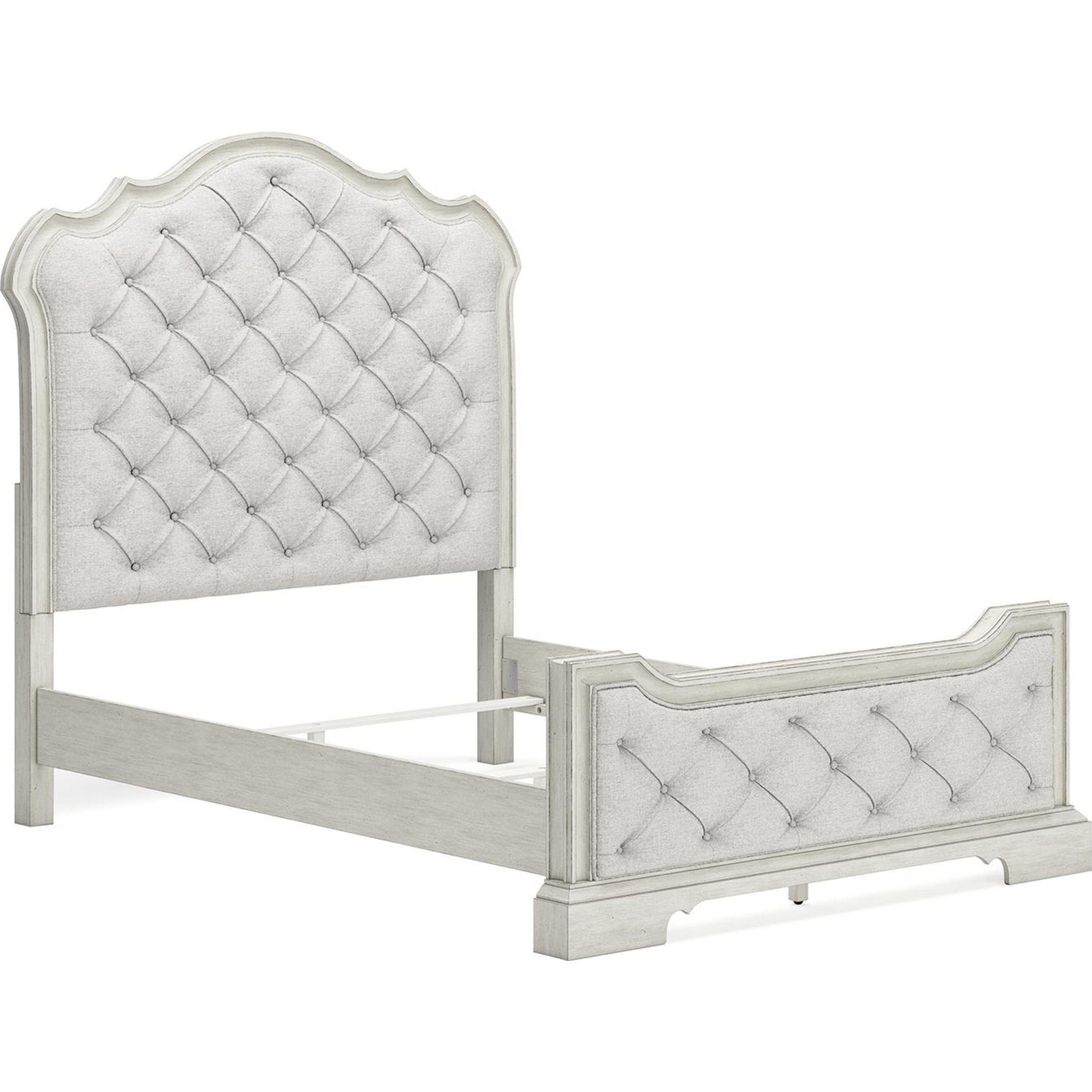 Arlendyne Upholstered Queen Bed Frame with Button Tufted Headboard - Antique White Finish for Luxurious Bedroom Decor | Perfect for Master Bedrooms, Guest Rooms & Modern Apartments