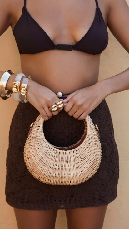 Gianna Natural Rattan Handle Bag - Stylish Woven Crossbody Purse for Women, Perfect for Beach, Shopping & Summer Outfits