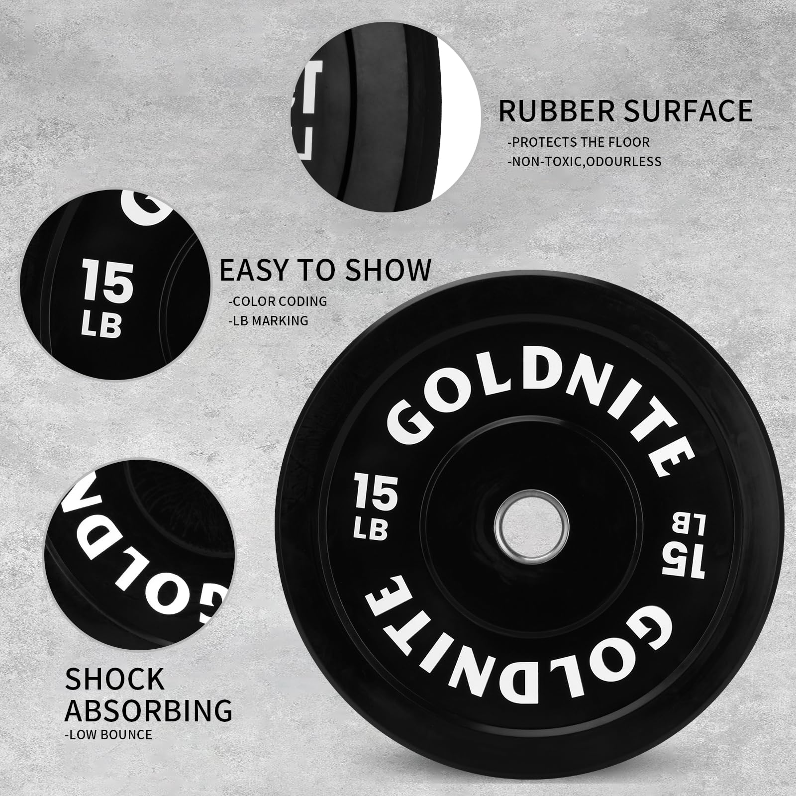 10/15/25/35/45/55LB Olympic Rubber Bumper Plates Set - 2