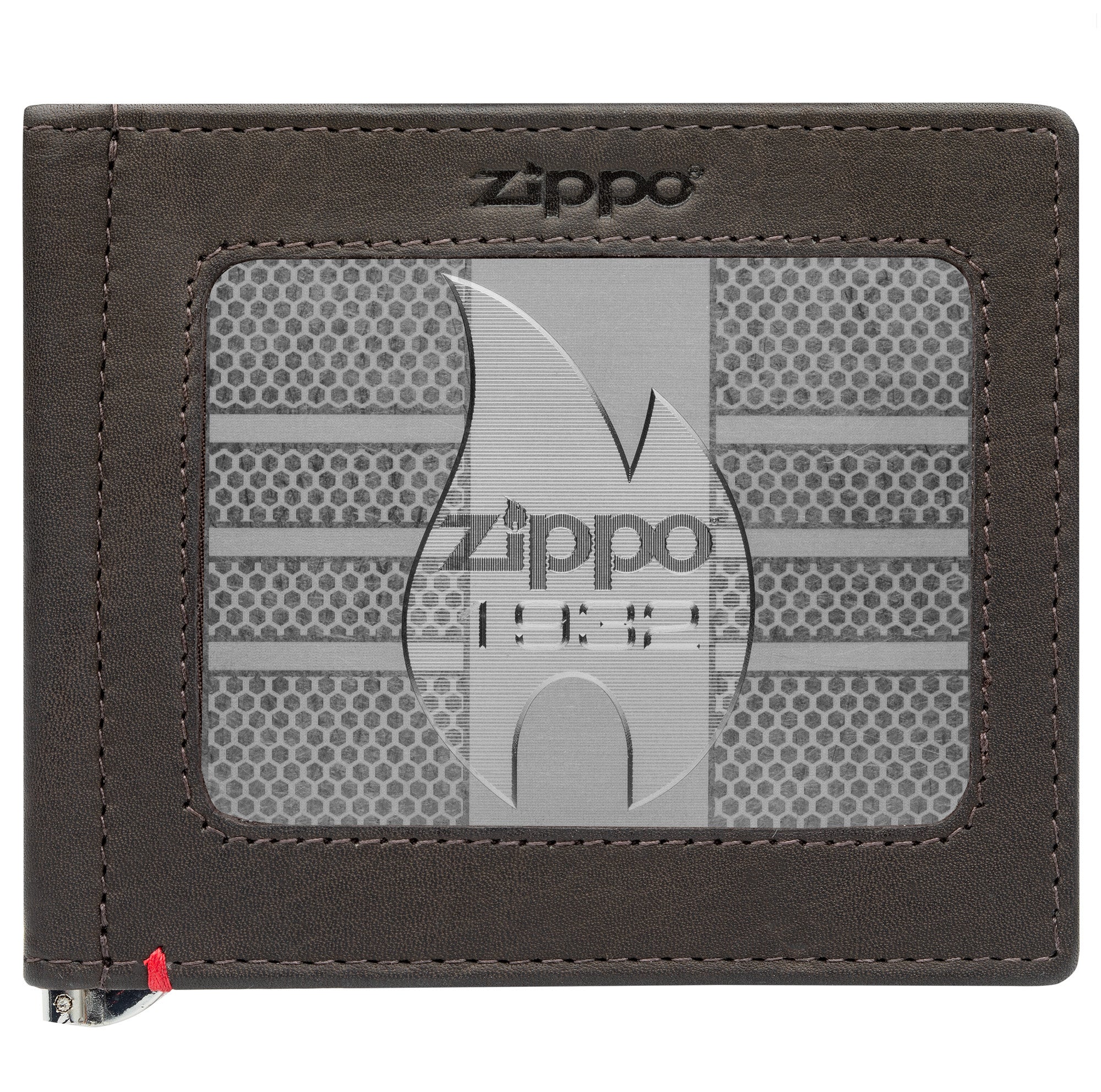 Vintage Zippo 1932 Replica Metal Plate Mocha Leather Wallet for Men - Perfect for Everyday Use, Travel & Gifting