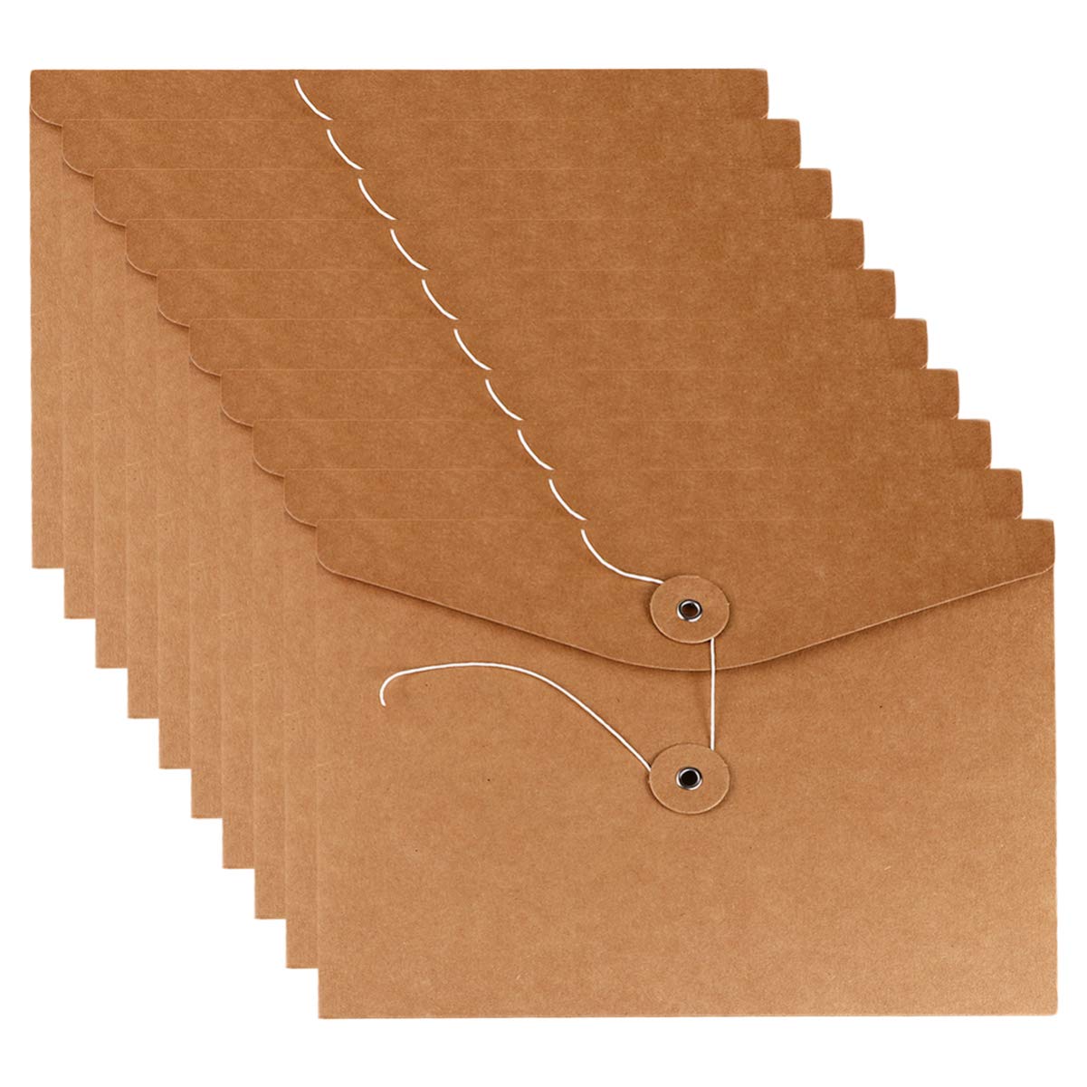 10pcs Kraft File Folders - A4 Document Organizer with Elastic Closure for Office, School, and Home Organization | Perfect for Bills, Receipts, and Important Papers