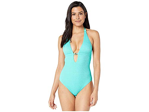 Trina Turk Women's Cabana Solids V-Plunge One Piece Swimsuit - Sexy High-Cut Bathing Suit for Beach & Pool - Perfect for Vacation, Swimwear & Summer Fashion